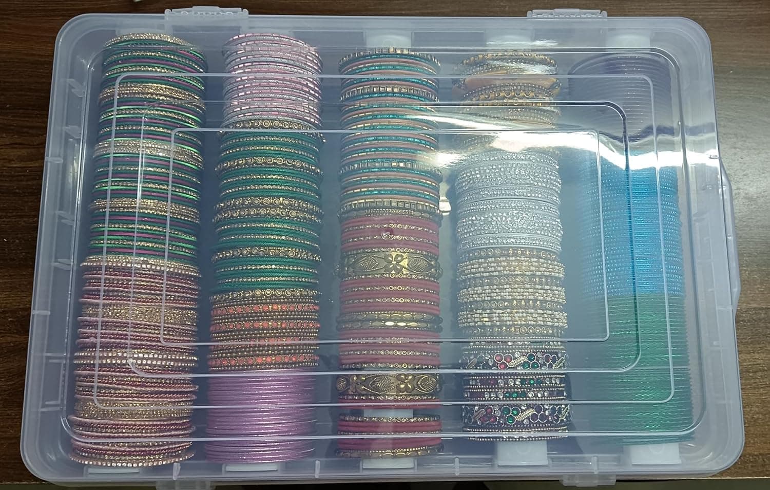 جعبه نگهداری النگو زنانه و دخترانه AA and ZS پلاستیکی شفاف با 5 میله جداشدنی بزرگ جعبه نگهداری النگو زنانه و دخترانه AA and ZS پلاستیکی شفاف با 5 میله جداشدنی بزرگ