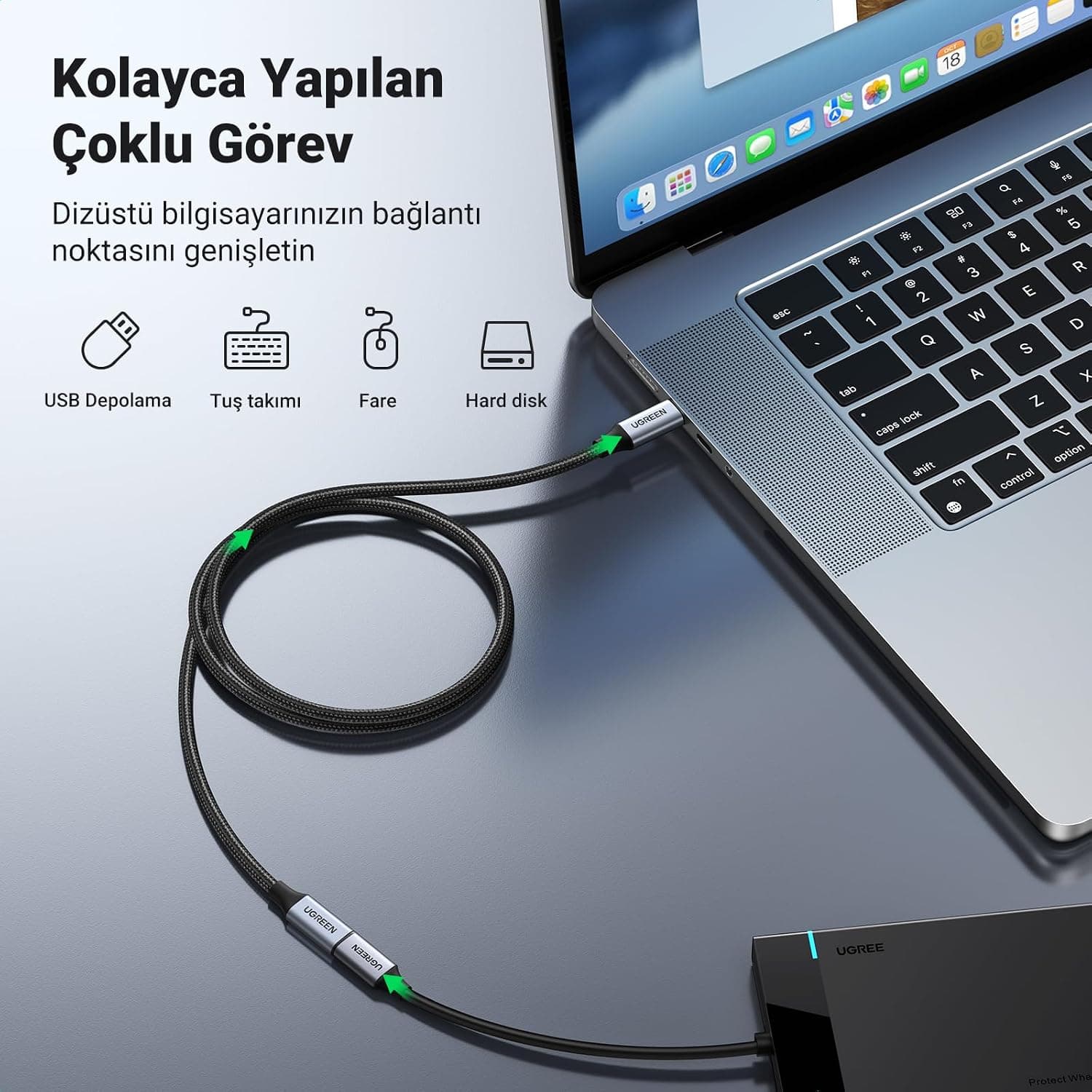 کابل اکستنشن مردانه UGREEN Type-C به Type-C بافته 100W Thunderbolt 3 Gen2 1 متری کابل اکستنشن مردانه UGREEN Type-C به Type-C بافته 100W Thunderbolt 3 Gen2 1 متری