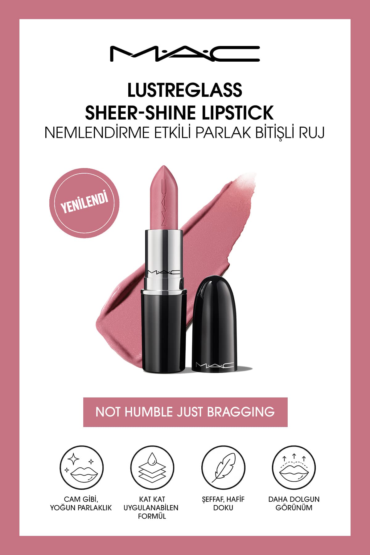 رژ لب Mac Lustreglass Sheer-Shine نمناککننده براق رنگ نه فروتن فقط فخرفروش رژ لب Mac Lustreglass Sheer-Shine نمناککننده براق رنگ نه فروتن فقط فخرفروش
