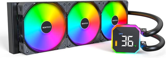 خنککننده مایع پردازنده Montech مشکی با نمایشگر دیجیتال مدل HyperFlow Digital 360 خنککننده مایع پردازنده Montech مشکی با نمایشگر دیجیتال مدل HyperFlow Digital 360