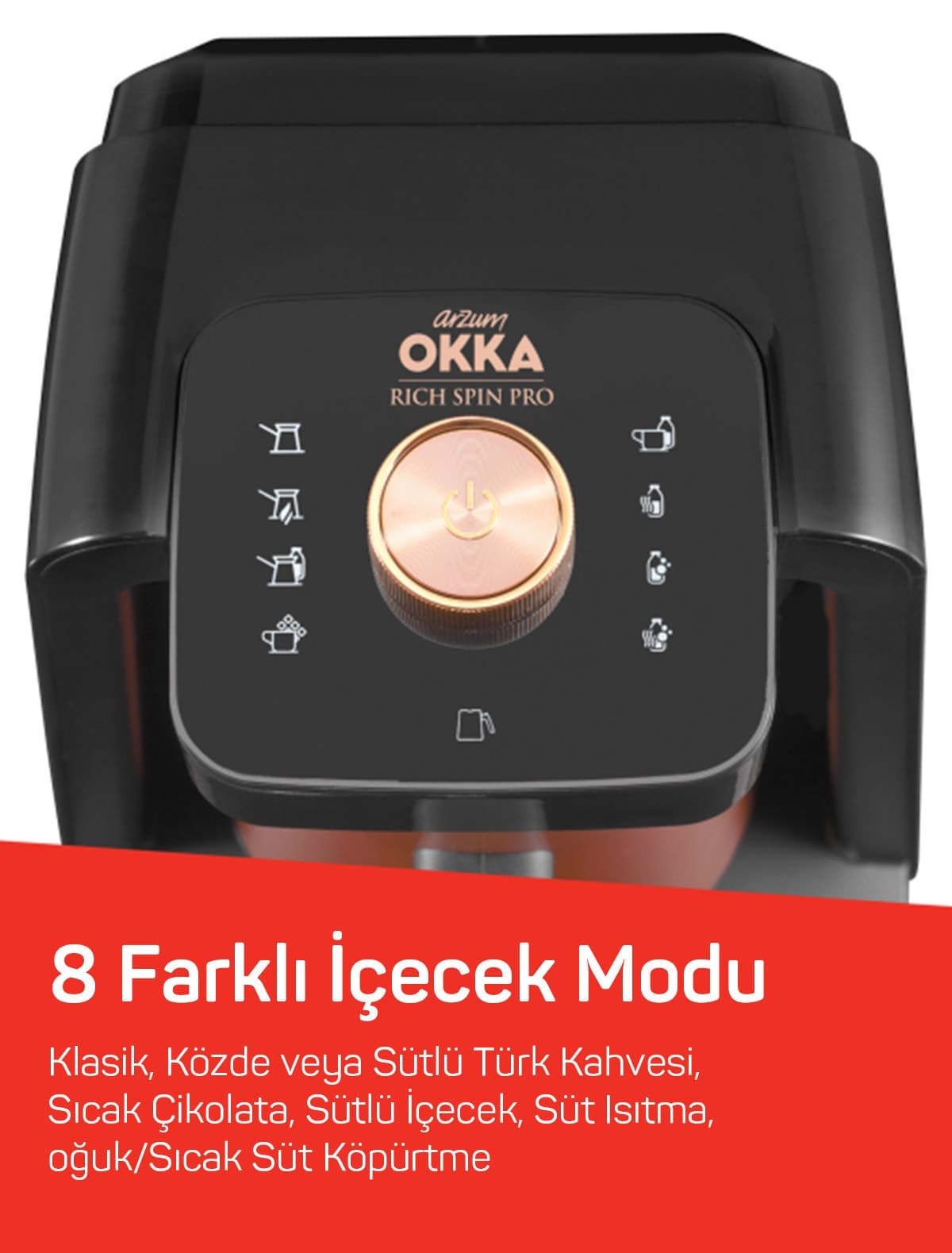 دستگاه قهوه ترک Arzum مدل OK0020 Okka Rich Spin Pro ۵ فنجان مسی دستگاه قهوه ترک Arzum مدل OK0020 Okka Rich Spin Pro ۵ فنجان مسی