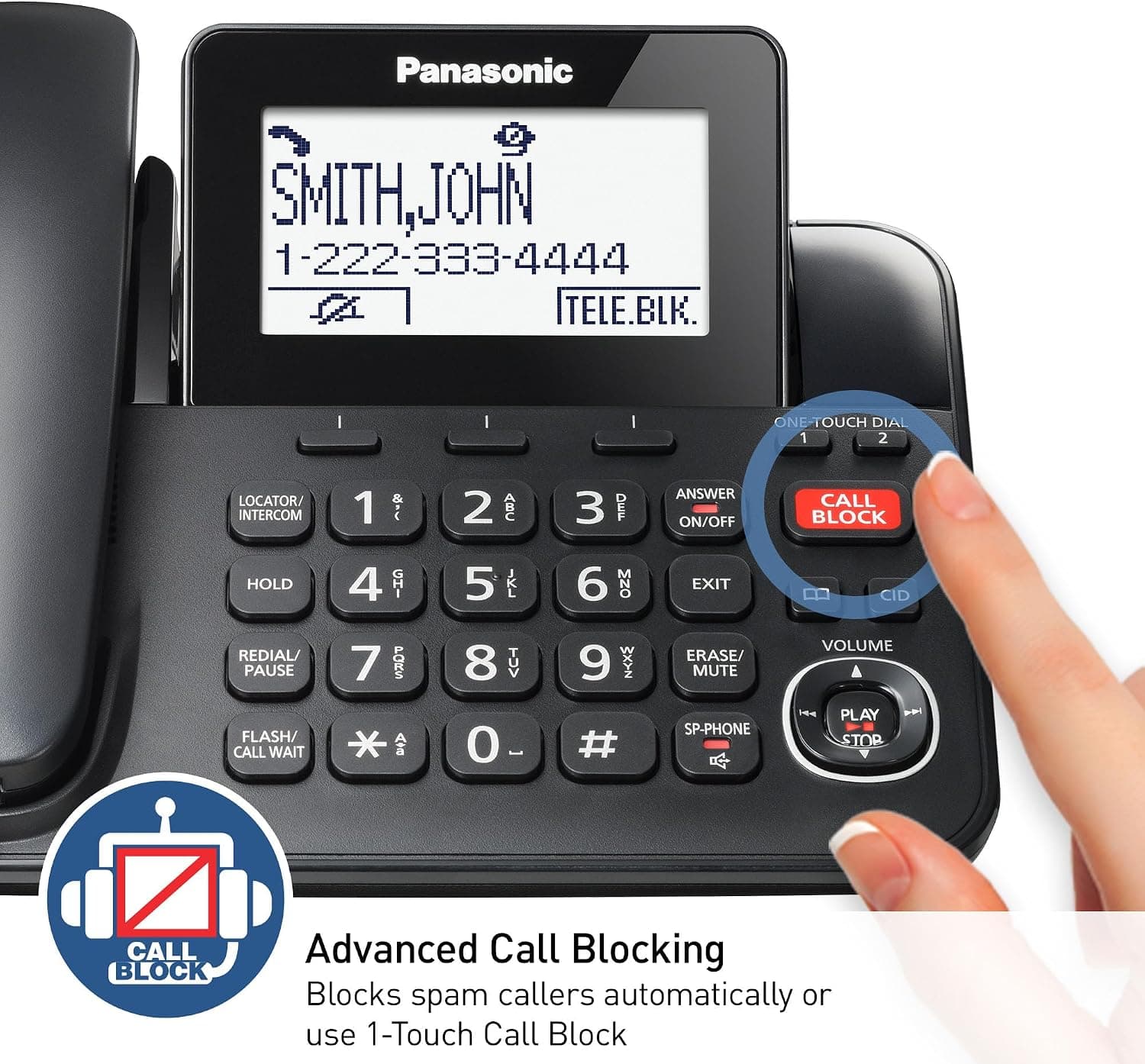 تلفن سیمی/بیسیم Panasonic با مسدودکننده تماس و پاسخگوی دیجیتال مدل KX-TGF852B مشکی تلفن سیمی/بیسیم Panasonic با مسدودکننده تماس و پاسخگوی دیجیتال مدل KX-TGF852B مشکی