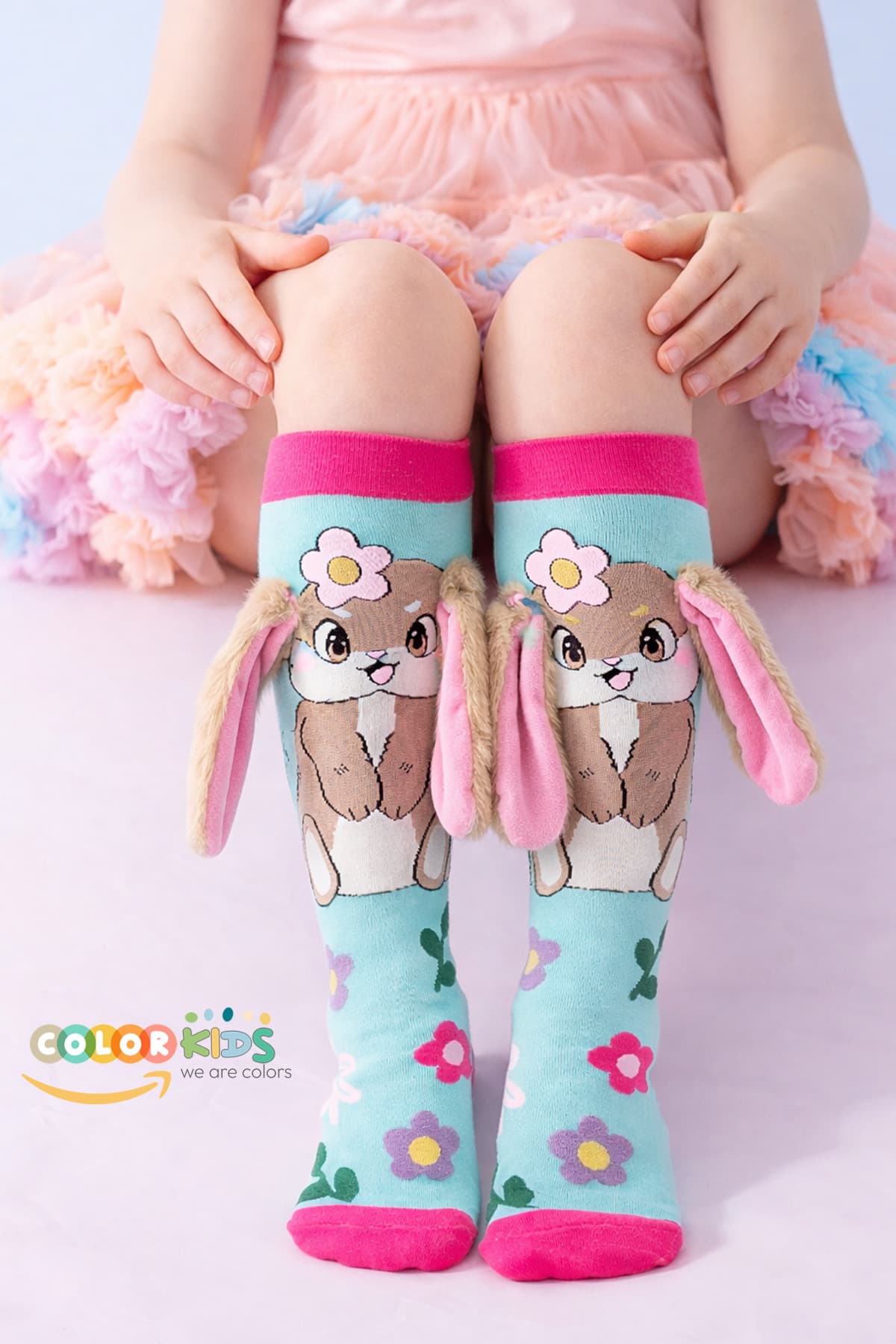 جوراب دخترانه Color Socks پلوشی خرگوشی گوشدار بدون پاشنه 1 جفت جوراب دخترانه Color Socks پلوشی خرگوشی گوشدار بدون پاشنه 1 جفت