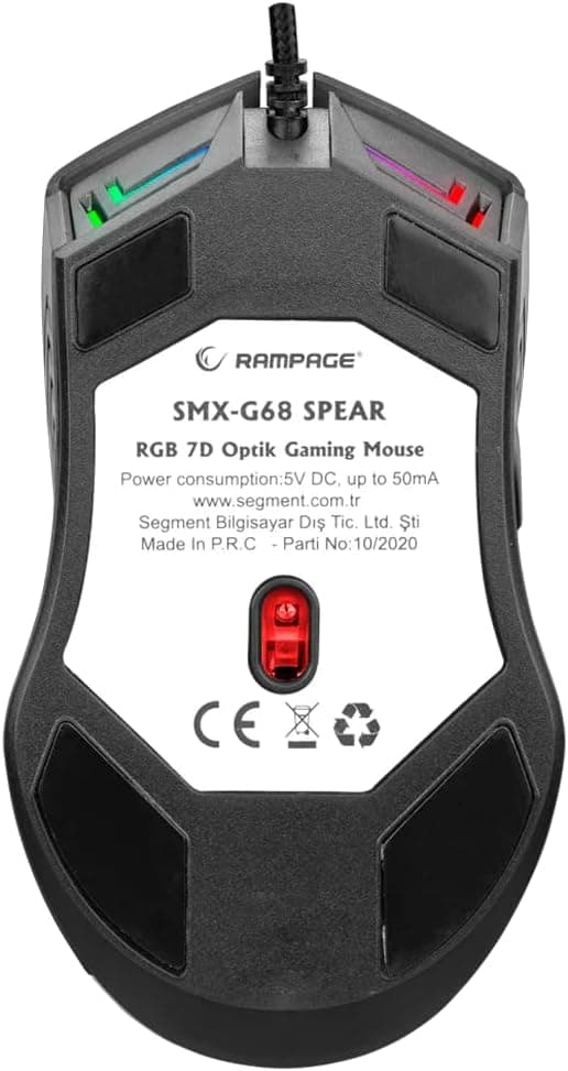 ماوس گیمینگ Rampage مدل SMX-G68 SPEAR مشکی RGB 7200DPI ماکرو 7D ماوس گیمینگ Rampage مدل SMX-G68 SPEAR مشکی RGB 7200DPI ماکرو 7D