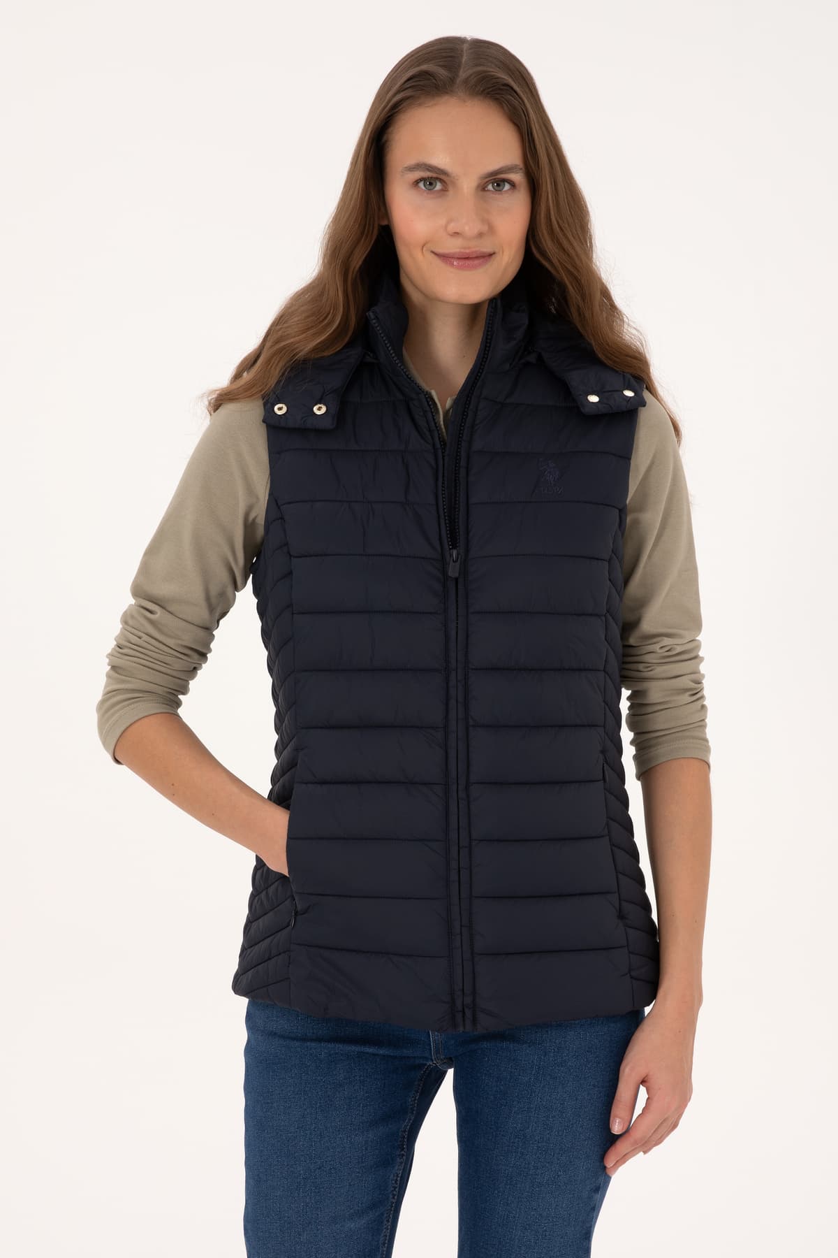 جلیقه زنانه U.S. Polo Assn. سرمهای مدل 50307992-VR033 جلیقه زنانه U.S. Polo Assn. سرمهای مدل 50307992-VR033