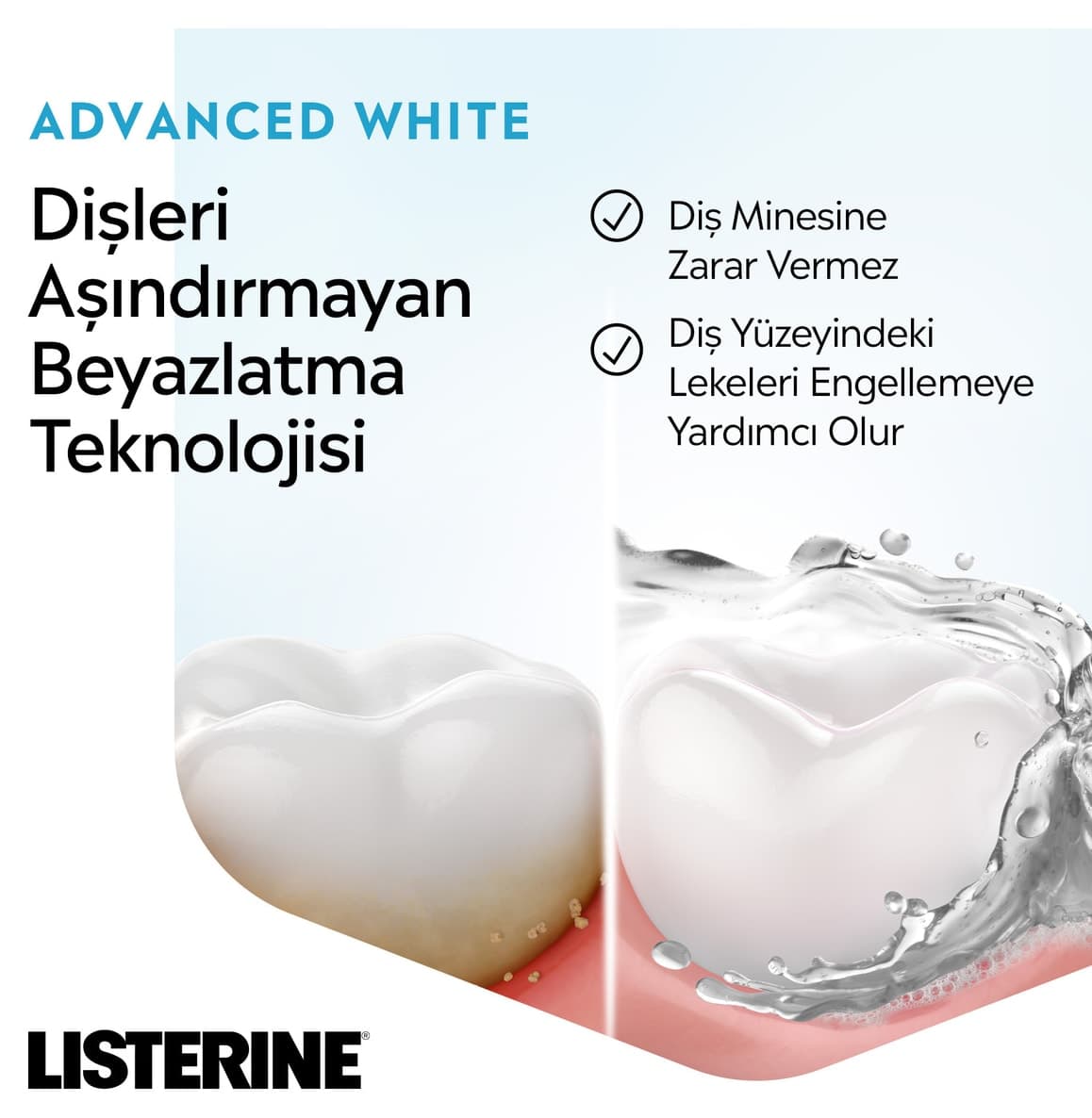 دهانشویه Listerine Advanced White طعم ملایم 3×500ml دهانشویه Listerine Advanced White طعم ملایم 3×500ml