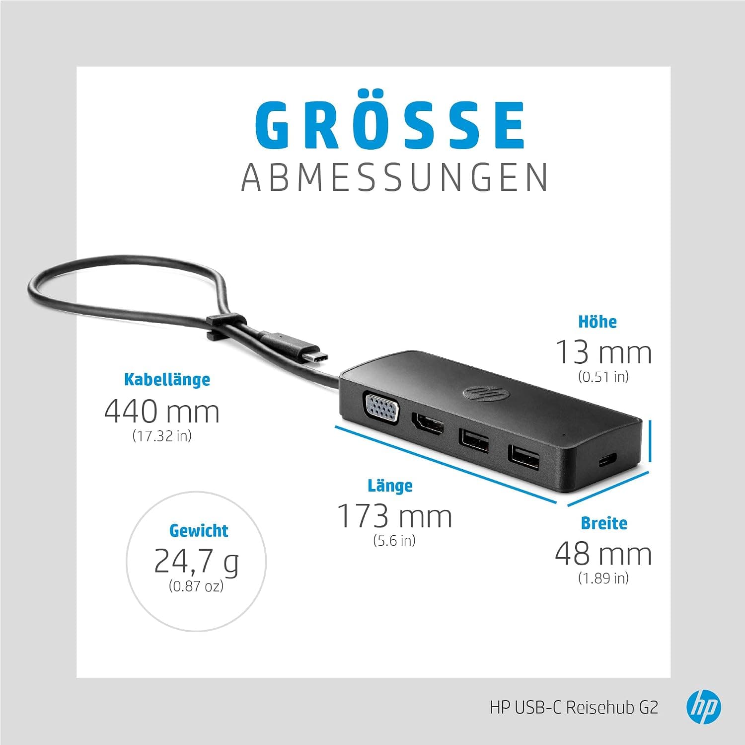 هاب سفری HP مدل G2 USB-C سیمی مشکی W126262609 هاب سفری HP مدل G2 USB-C سیمی مشکی W126262609