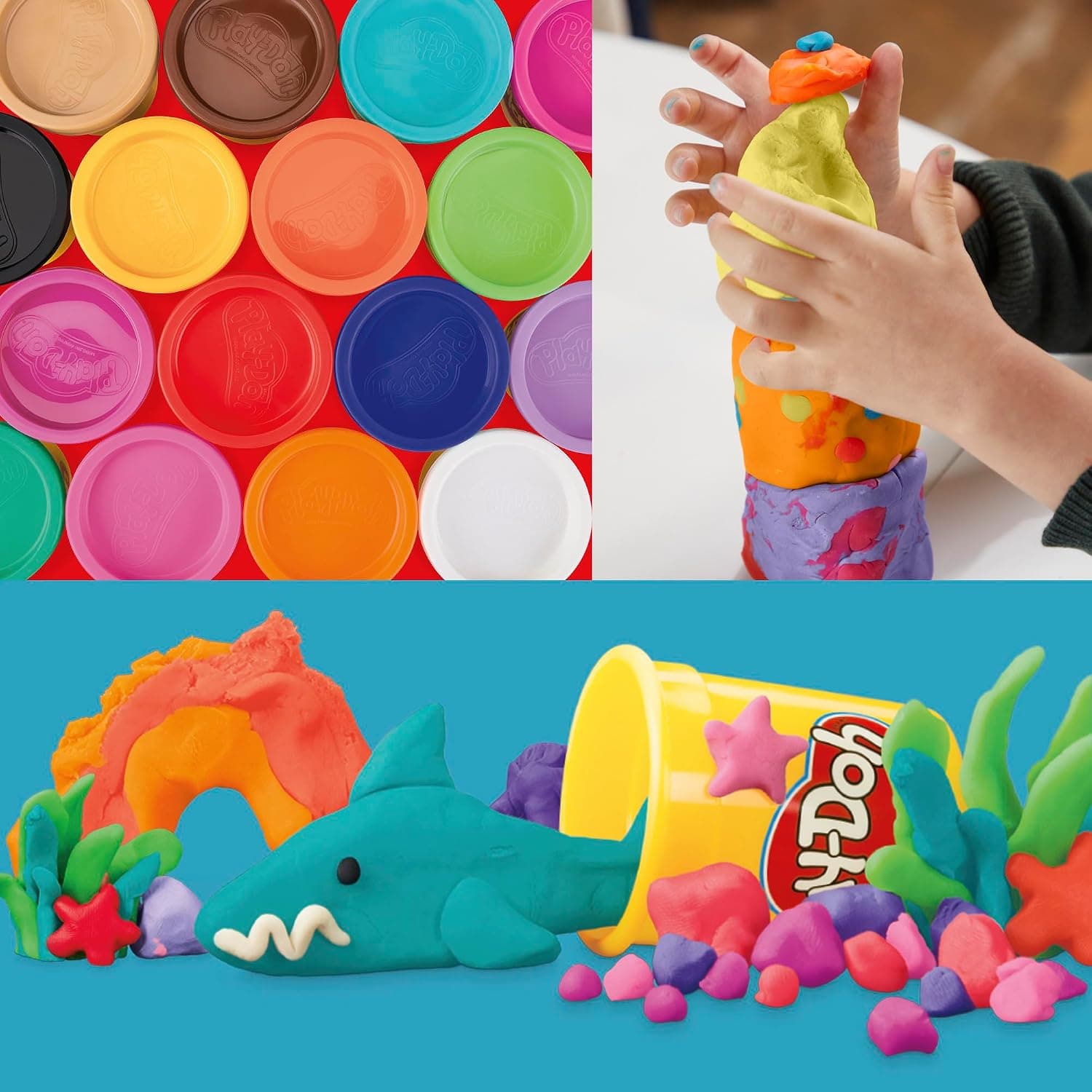 خمیر بازی کودکان دختر و پسر 2 سال به بالا Play-Doh بسته 22تایی رنگهای متنوع با قوطیهای 2 و 4 Ounce خمیر بازی کودکان دختر و پسر 2 سال به بالا Play-Doh بسته 22تایی رنگهای متنوع با قوطیهای 2 و 4 Ounce