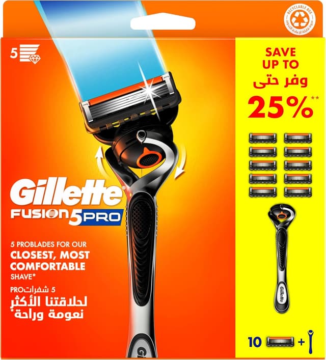 ریشتراش مردانه Gillette مدل Proglide5 همراه با دسته و 10 تیغ ریشتراش مردانه Gillette مدل Proglide5 همراه با دسته و 10 تیغ