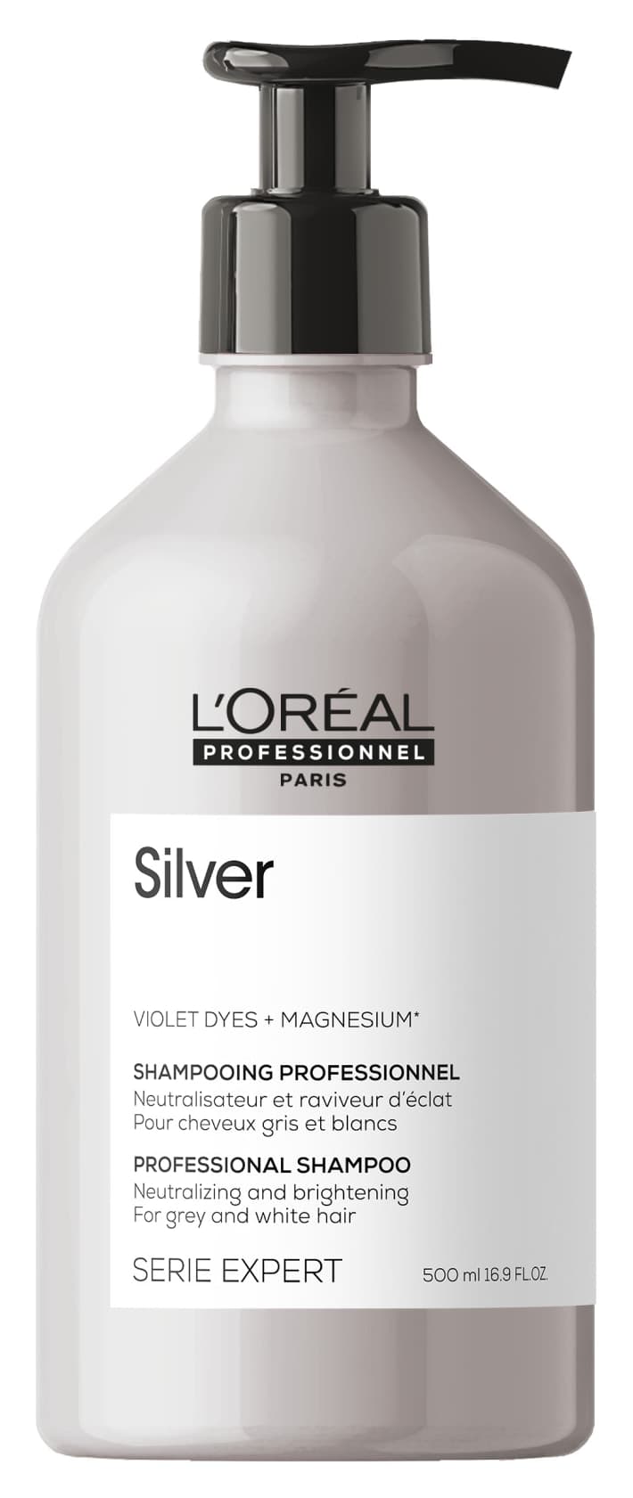 شامپو بنفش متعادلکننده رنگ برای موهای بلوند خیلی روشن، خاکستری و سفید L'oreal Professionnel Serie Expert Silver 500 ml شامپو بنفش متعادلکننده رنگ برای موهای بلوند خیلی روشن، خاکستری و سفید L'oreal Professionnel Serie Expert Silver 500 ml
