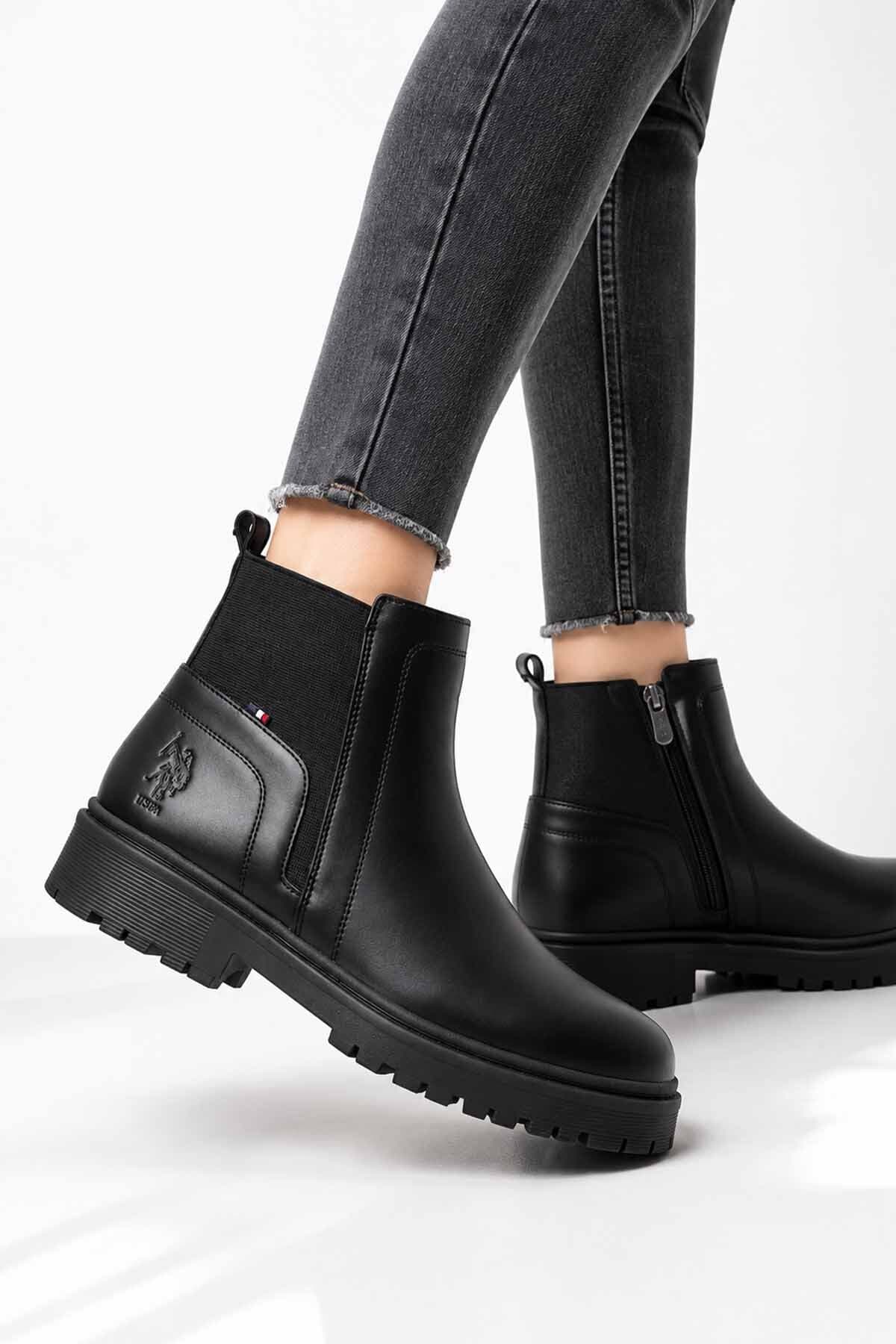 بوت زنانه U.S. Polo Assn. مشکی مدل Chelsea زیپدار کف ضخیم روزمره بوت زنانه U.S. Polo Assn. مشکی مدل Chelsea زیپدار کف ضخیم روزمره