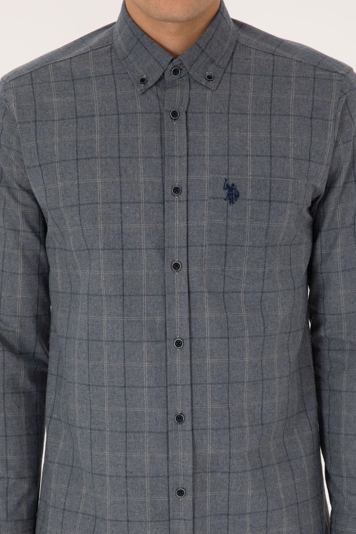 پیراهن مردانه U.S. Polo Assn. چهارخانه آبی سرمهای روشن آستینبلند مدل 50308555-VR059 پیراهن مردانه U.S. Polo Assn. چهارخانه آبی سرمهای روشن آستینبلند مدل 50308555-VR059