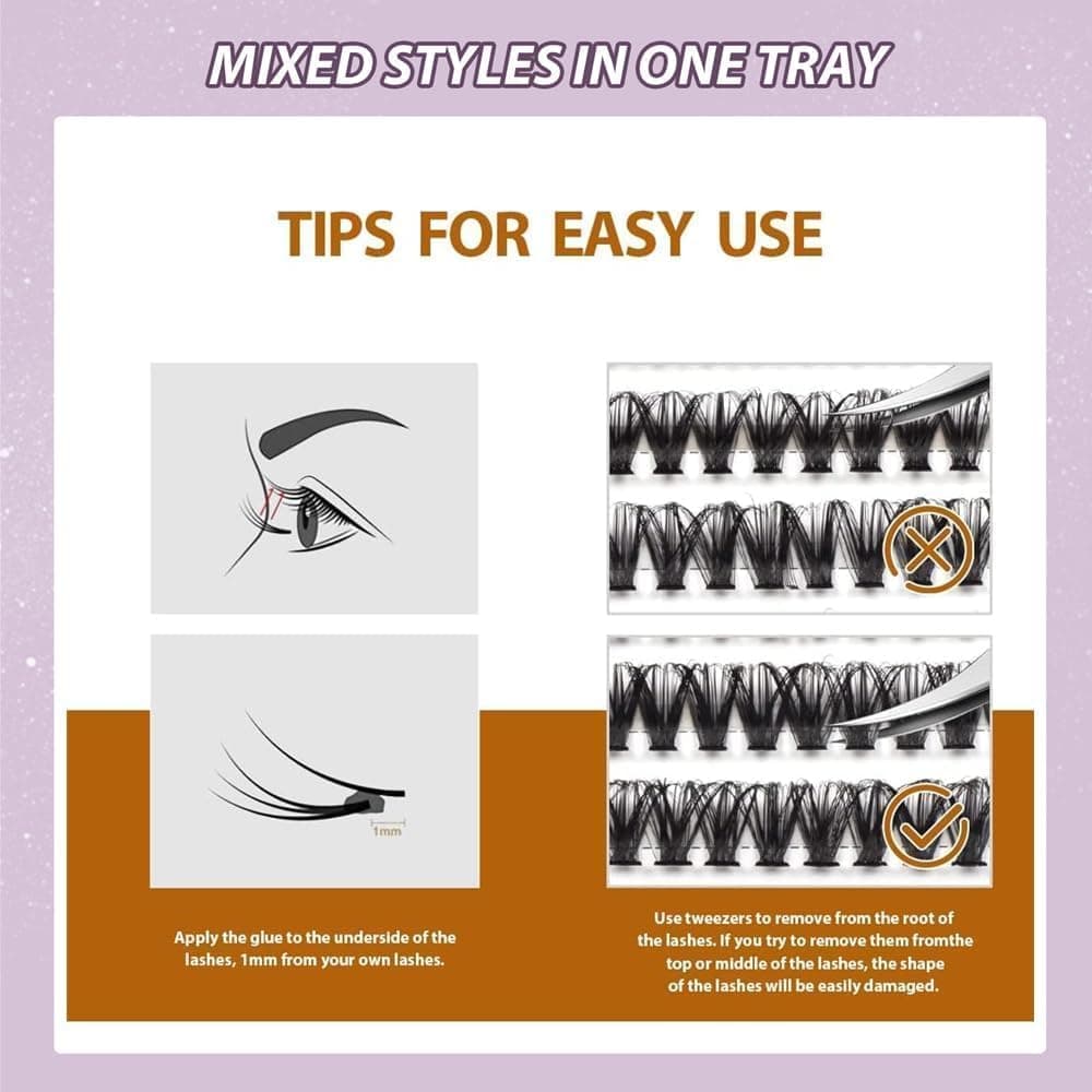 ست مژه خوشهای DIY FANDIQ با فر D، 30+40+50+60D و 640 عدد، همراه چسب، ریموور، موچین و برس ست مژه خوشهای DIY FANDIQ با فر D، 30+40+50+60D و 640 عدد، همراه چسب، ریموور، موچین و برس