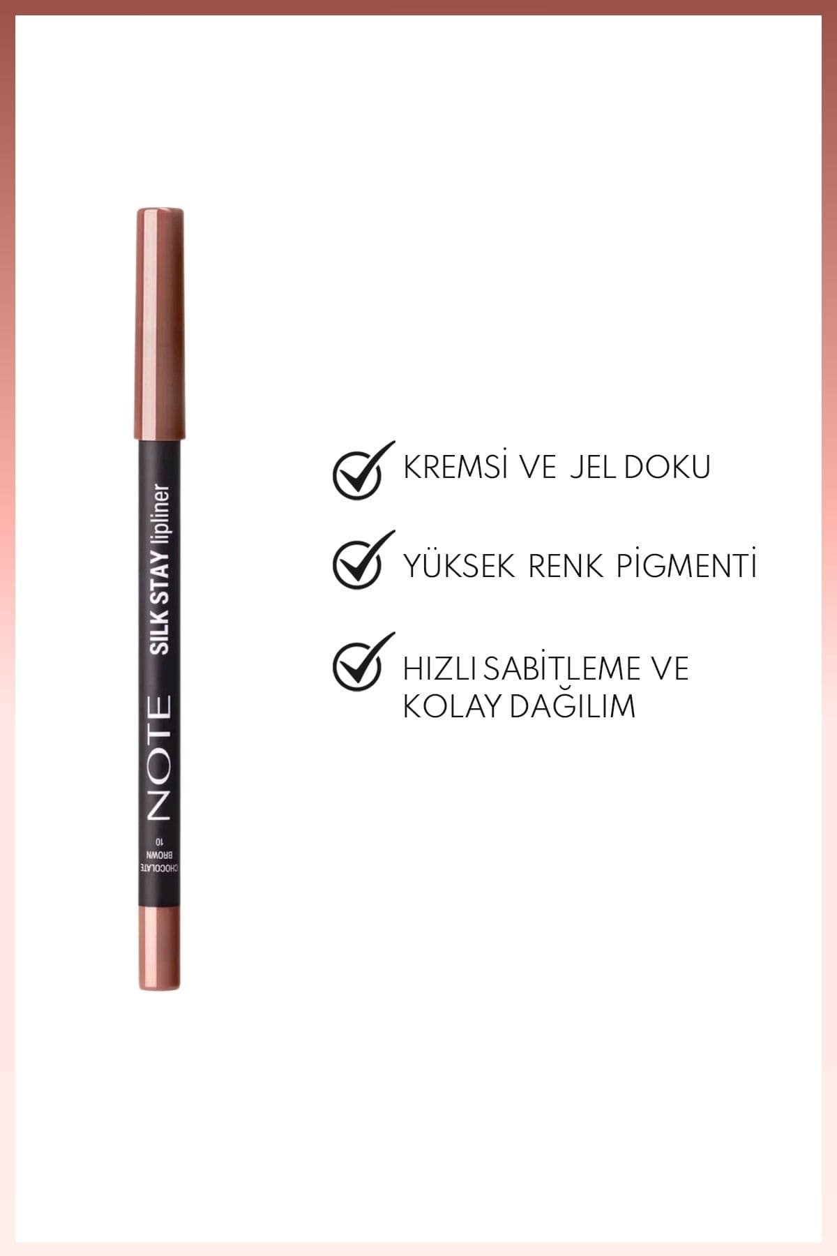 مداد لب Note Cosmetics Silk Stay ابریشمی ضدآب قهوهای شکلاتی مدل 10 مداد لب Note Cosmetics Silk Stay ابریشمی ضدآب قهوهای شکلاتی مدل 10