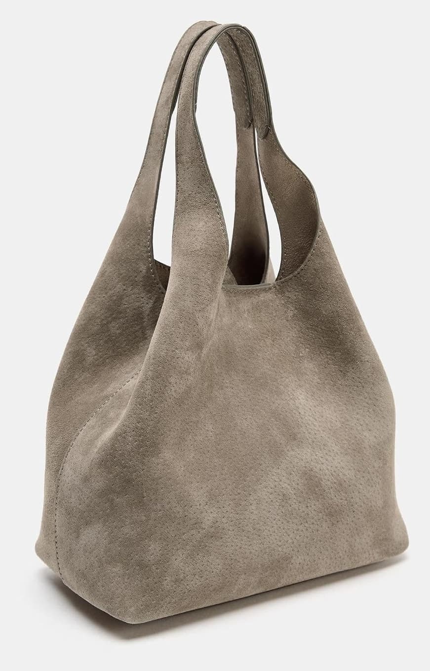 کیف توت زنانه Zara چرمی مینی خاکستری کیف توت زنانه Zara چرمی مینی خاکستری