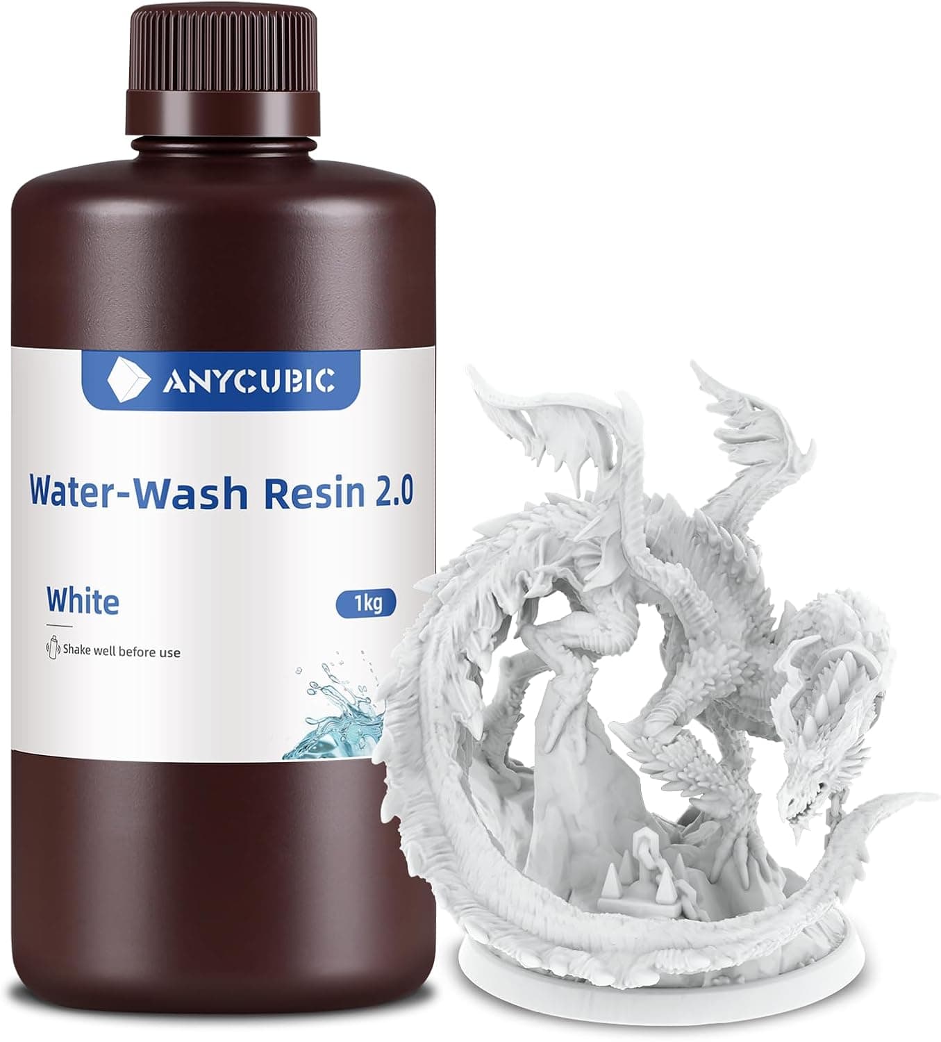 رزین پرینتر سه بعدی ANYCUBIC قابل شستشو با آب 405nm سفید 1kg رزین پرینتر سه بعدی ANYCUBIC قابل شستشو با آب 405nm سفید 1kg