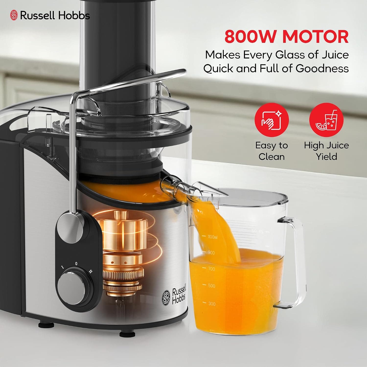 آبمیوهگیری Russell Hobbs 800W دو سرعته مدل GS329 مشکی آبمیوهگیری Russell Hobbs 800W دو سرعته مدل GS329 مشکی