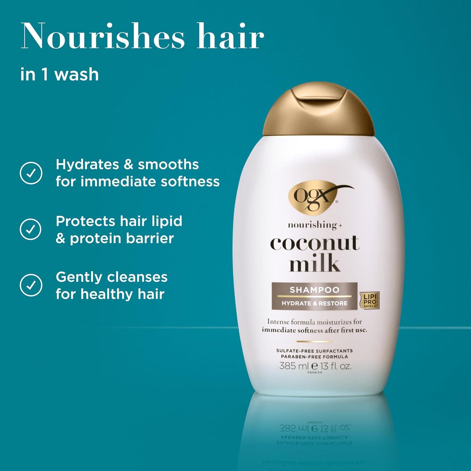 شامپو OGX حاوی شیر نارگیل مدل Nourishing+ حجم 385ml شامپو OGX حاوی شیر نارگیل مدل Nourishing+ حجم 385ml