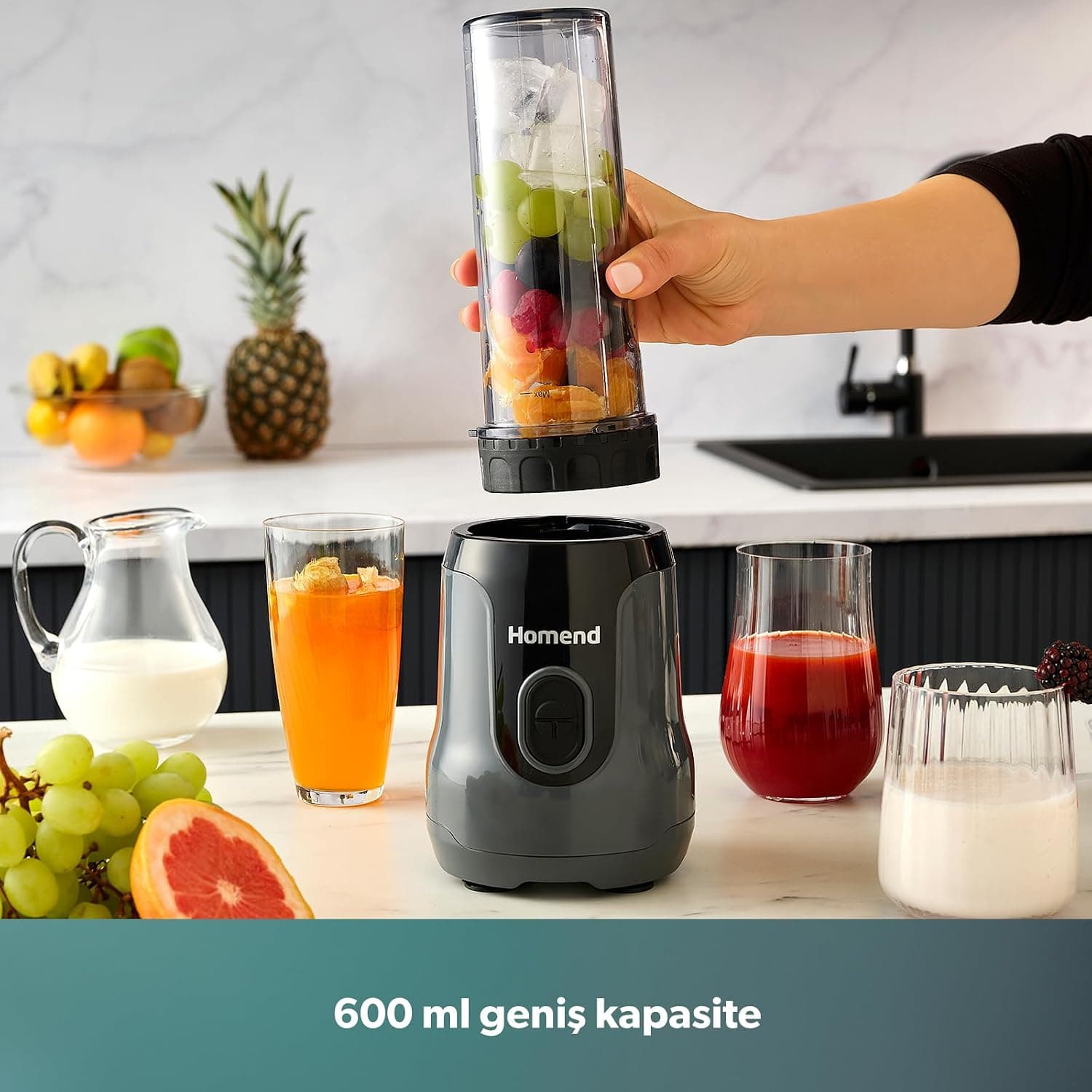 مخلوطکن اسموتی شخصی Homend مدل Mixfresh 7026H آنتراسیت مشکی مخلوطکن اسموتی شخصی Homend مدل Mixfresh 7026H آنتراسیت مشکی