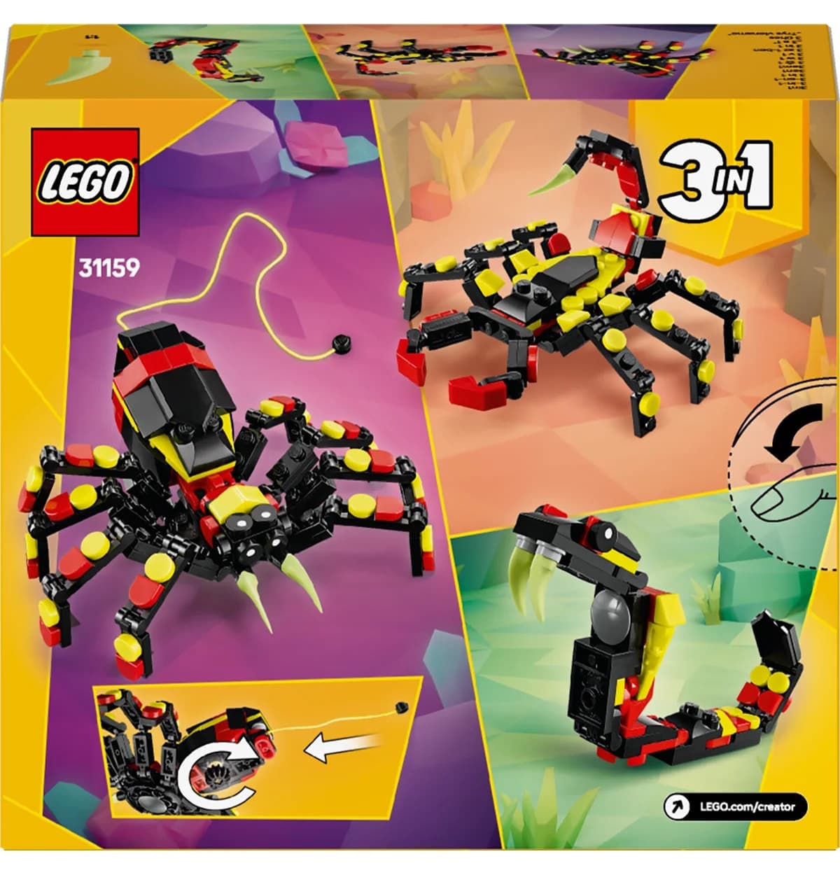 لگو Creator 3 در 1 حیوانات وحشی عنکبوت شگفتانگیز مدل 31159 لگو Creator 3 در 1 حیوانات وحشی عنکبوت شگفتانگیز مدل 31159