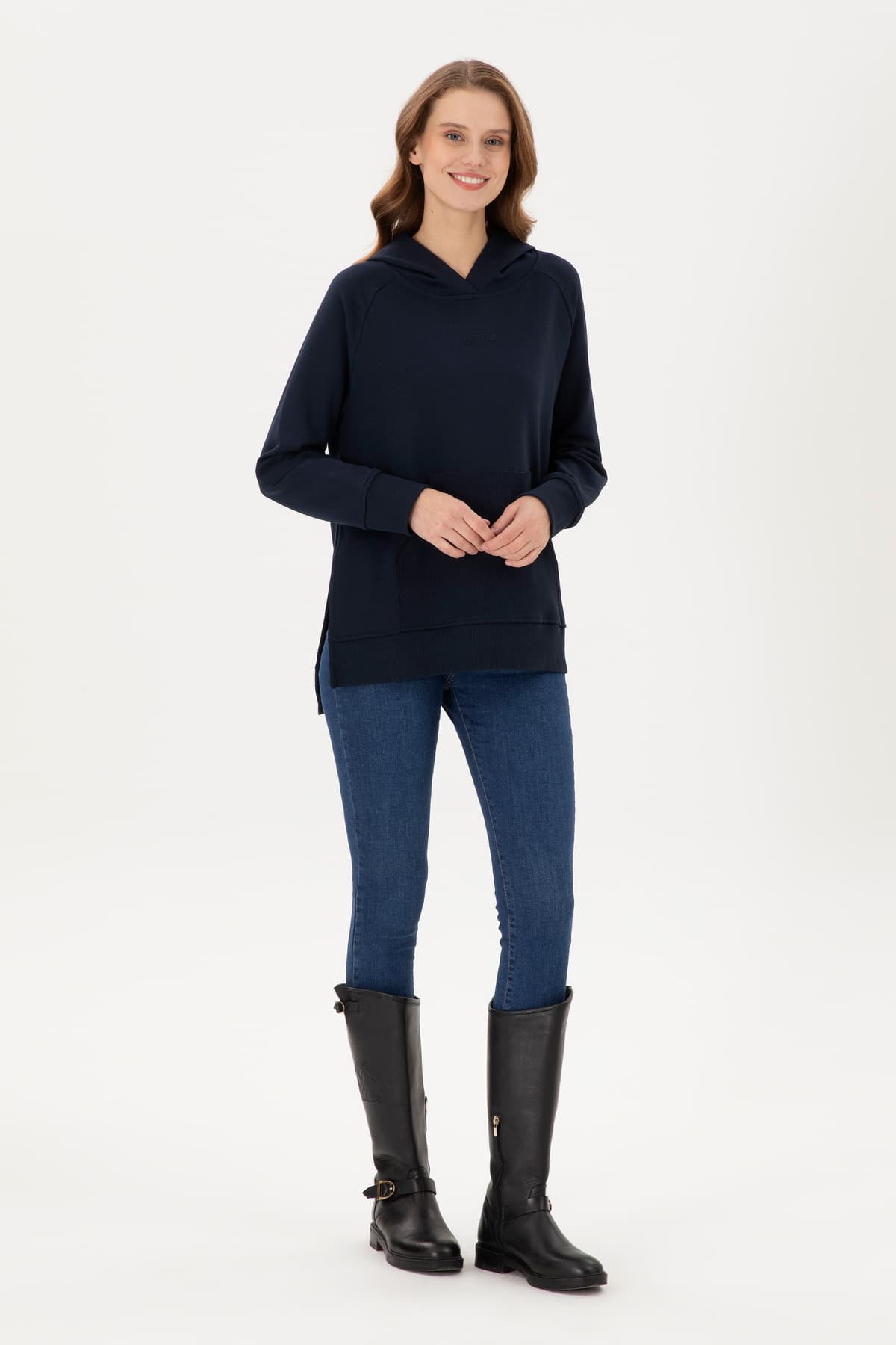 سویشرت کلاهدار زنانه U.S. Polo Assn. سرمهای مدل 50296944-VR033 سویشرت کلاهدار زنانه U.S. Polo Assn. سرمهای مدل 50296944-VR033
