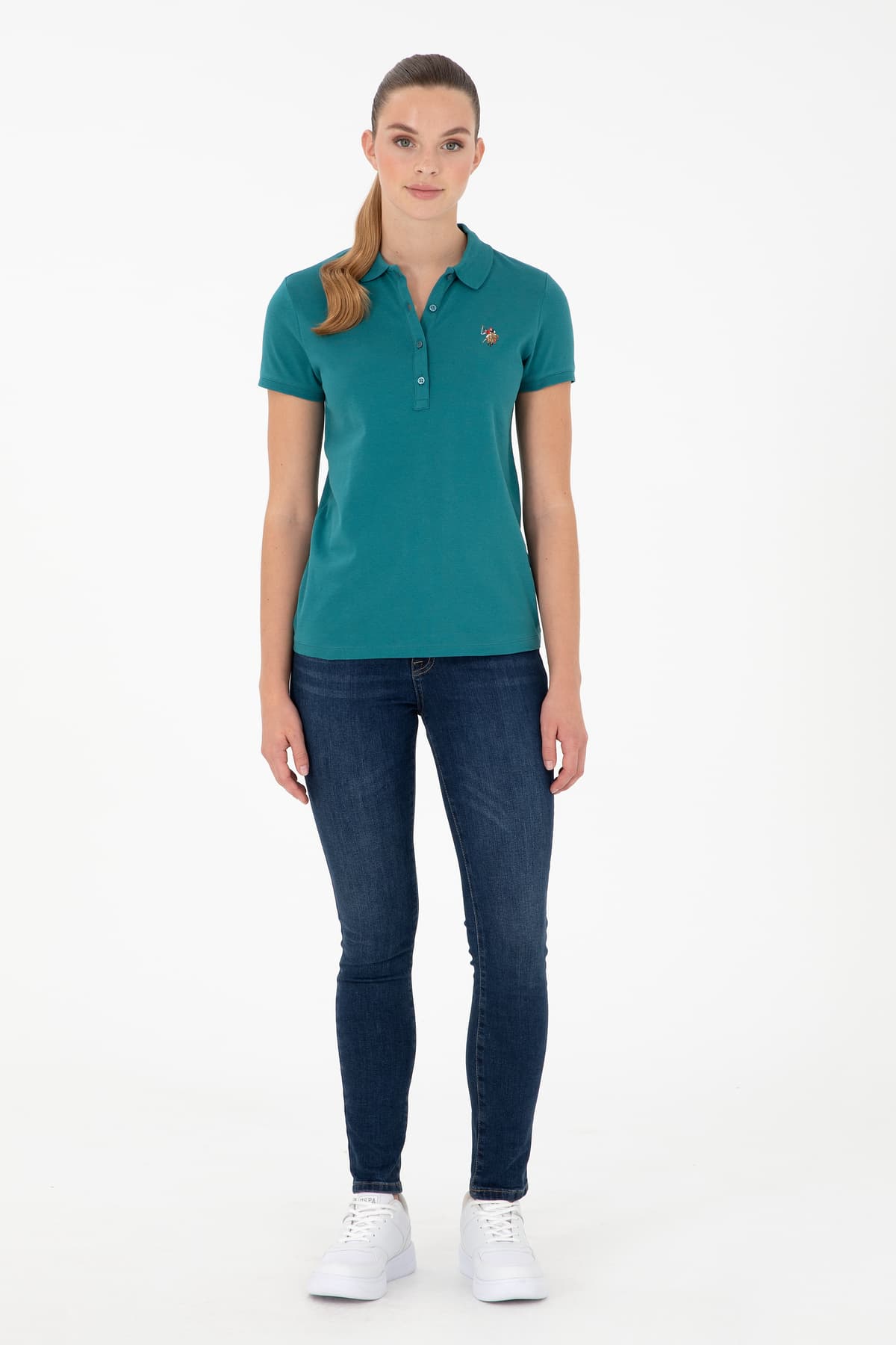 تیشرت زنانه U.S. Polo Assn. یقه پلو سبز تیره مدل 50280067-VR101 تیشرت زنانه U.S. Polo Assn. یقه پلو سبز تیره مدل 50280067-VR101