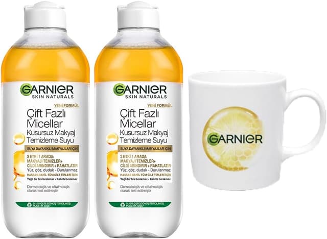 آب میسلار Garnier Skin Naturals دوفازه 2 عددی 400 ml با هدیه لیوان آب میسلار Garnier Skin Naturals دوفازه 2 عددی 400 ml با هدیه لیوان