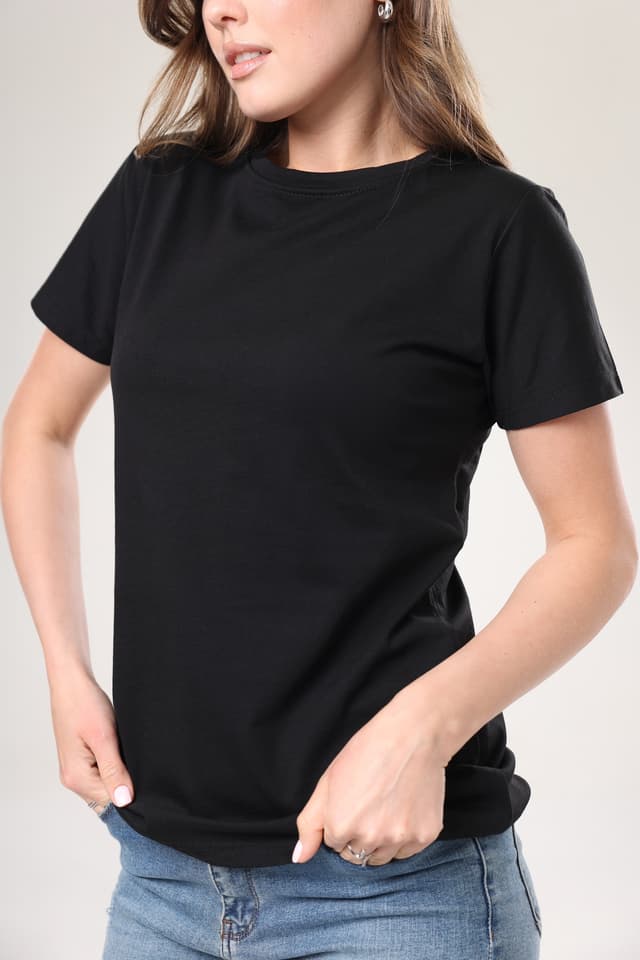 تیشرت زنانه Tight Lady پنبهای ۱۰۰٪ ارگانیک یقه گرد مشکی تکرنگ تیشرت زنانه Tight Lady پنبهای ۱۰۰٪ ارگانیک یقه گرد مشکی تکرنگ