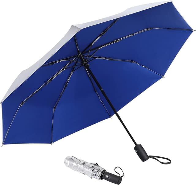 چتر مسافرتی تاشو G4Free 46 Inch جمعوجور ضدباد با محافظت UV و UPF 50+ روکش نقرهای باز و بستهشو خودکار چتر مسافرتی تاشو G4Free 46 Inch جمعوجور ضدباد با محافظت UV و UPF 50+ روکش نقرهای باز و بستهشو خودکار
