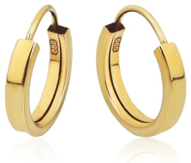 گوشواره حلقهای طلای ۱۴ عیار Altınkesesi ساده با قفل مخفی 1.3 Cm گوشواره حلقهای طلای ۱۴ عیار Altınkesesi ساده با قفل مخفی 1.3 Cm