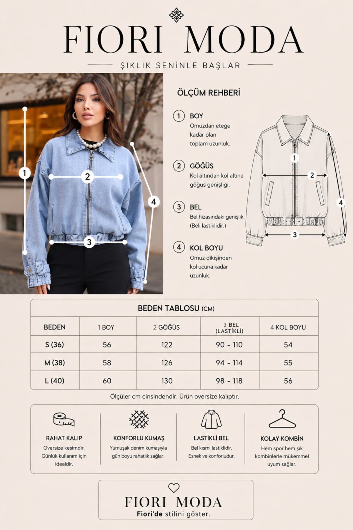 ژاکت جین آستین balón از FioriModa ژاکت جین آستین balón از FioriModa