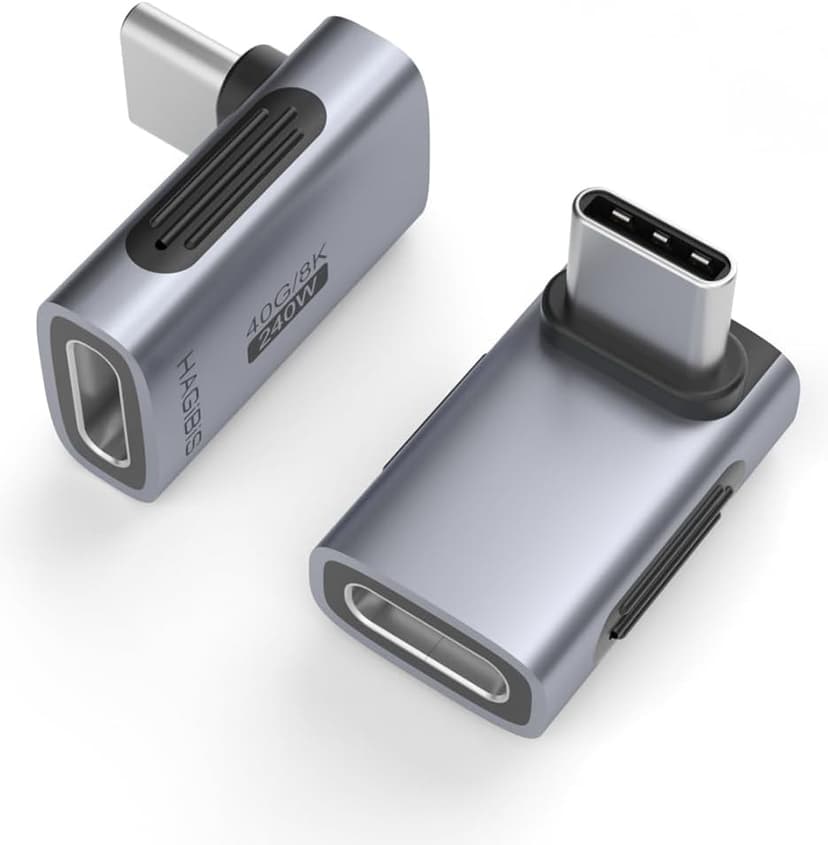 آداپتور USB-C Hagibis زاویه ۹۰ درجه 240W 40Gbps 8K بسته ۲ تایی آداپتور USB-C Hagibis زاویه ۹۰ درجه 240W 40Gbps 8K بسته ۲ تایی