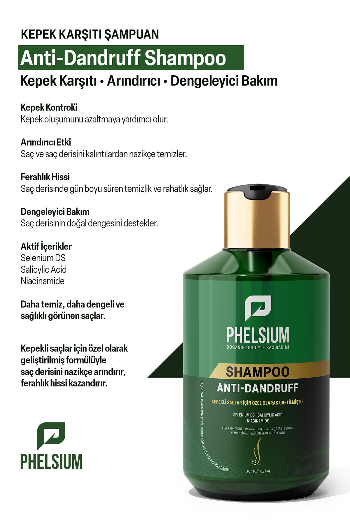 شامپو ضد شوره زنانه PHELSİUM با Selenium DS و Salicylic Acid و Niacinamide شامپو ضد شوره زنانه PHELSİUM با Selenium DS و Salicylic Acid و Niacinamide