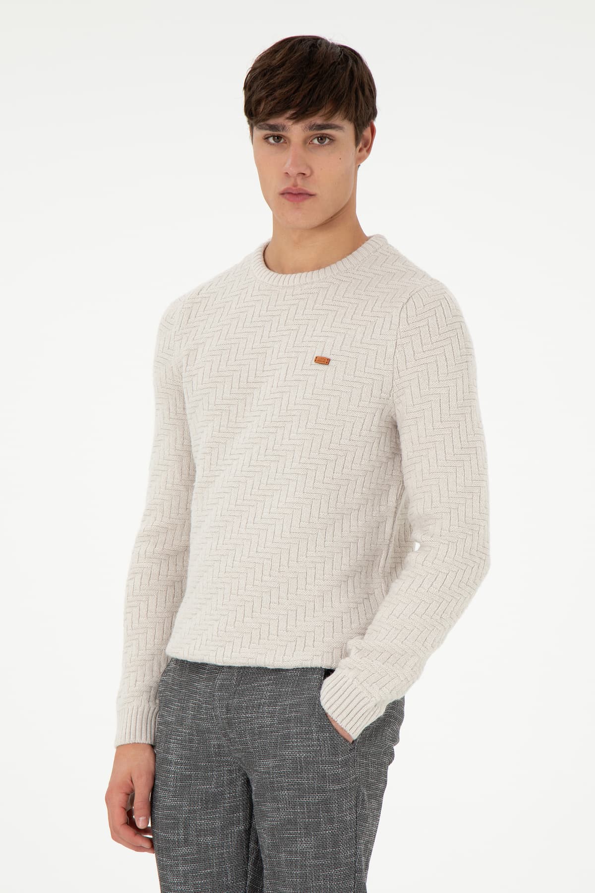 پلیور مردانه U.S. Polo Assn. فیت اسلیم یقه گرد رنگ سنگی مدل 50297050-VR049 پلیور مردانه U.S. Polo Assn. فیت اسلیم یقه گرد رنگ سنگی مدل 50297050-VR049