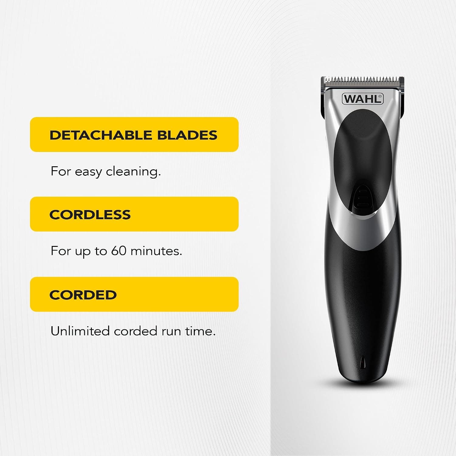 ماشین اصلاح موی سر مردانه Wahl Clip 'N Rinse شارژی و سیمی با سر قابل شستوشو مدل 9639-017 ماشین اصلاح موی سر مردانه Wahl Clip 'N Rinse شارژی و سیمی با سر قابل شستوشو مدل 9639-017