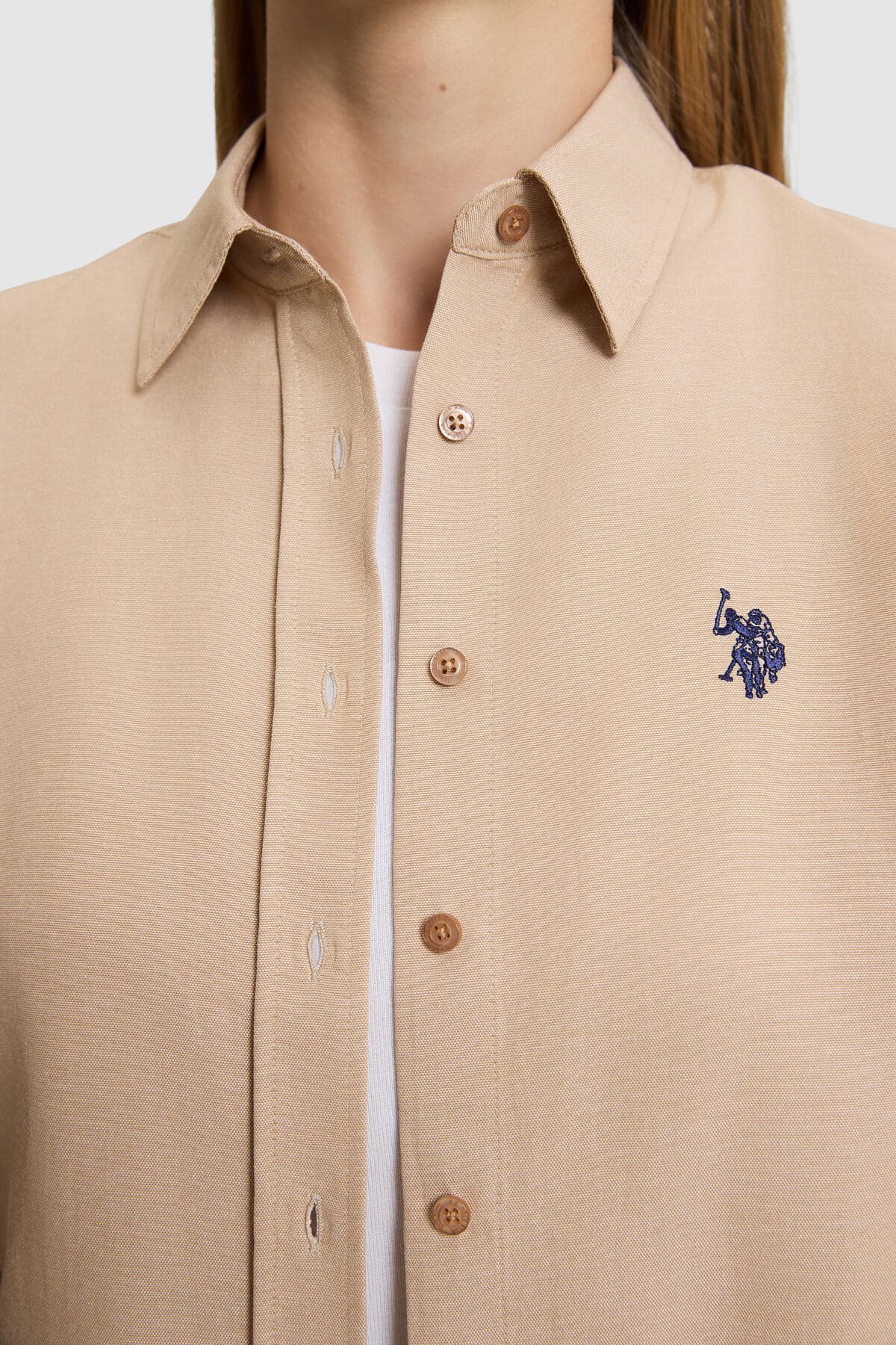 پیراهن زنانه U.S. Polo Assn. ساده آستینبلند شتری مدل 50324791-VR015 پیراهن زنانه U.S. Polo Assn. ساده آستینبلند شتری مدل 50324791-VR015