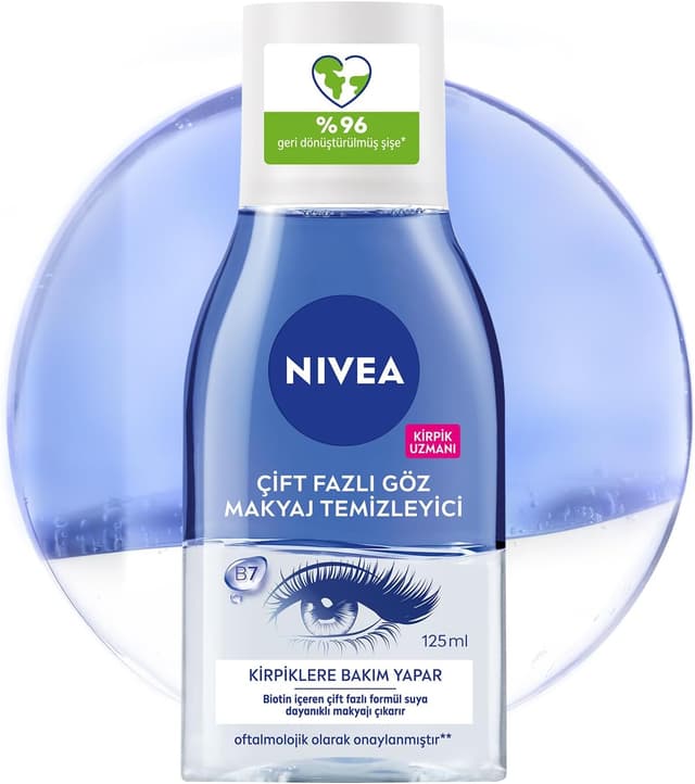 پاککننده دوفازی آرایش چشم NIVEA 125 ml با بیوتین، مراقبت از مژه و مناسب ریمل و آرایش ضدآب پاککننده دوفازی آرایش چشم NIVEA 125 ml با بیوتین، مراقبت از مژه و مناسب ریمل و آرایش ضدآب