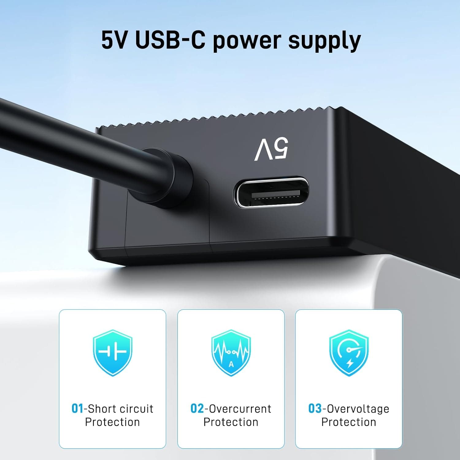 هاب USB 3.0 چهار پورت Yinker با کابل 10FT و پاور USB-C هاب USB 3.0 چهار پورت Yinker با کابل 10FT و پاور USB-C