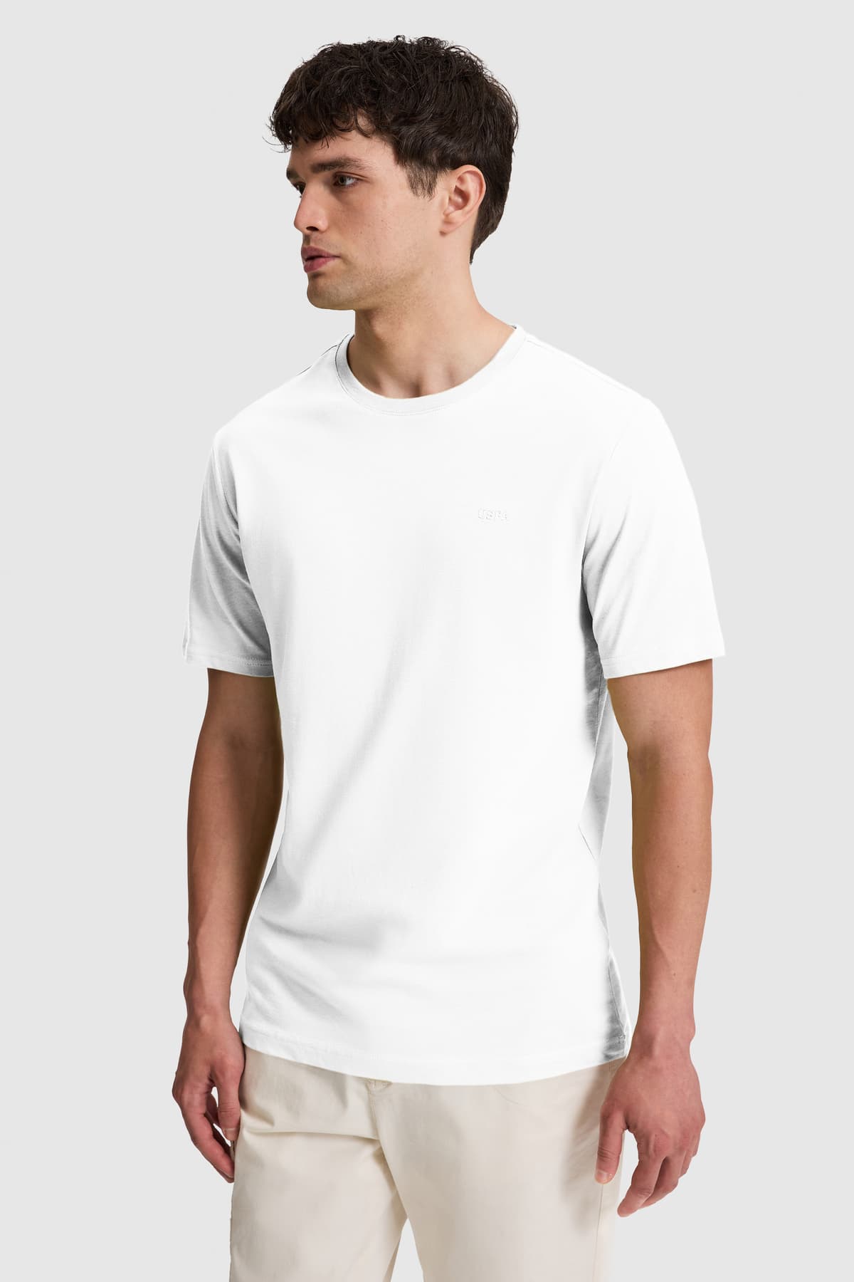تیشرت مردانه سفید ساده U.S. Polo Assn. مدل 50327022-VR013 تیشرت مردانه سفید ساده U.S. Polo Assn. مدل 50327022-VR013