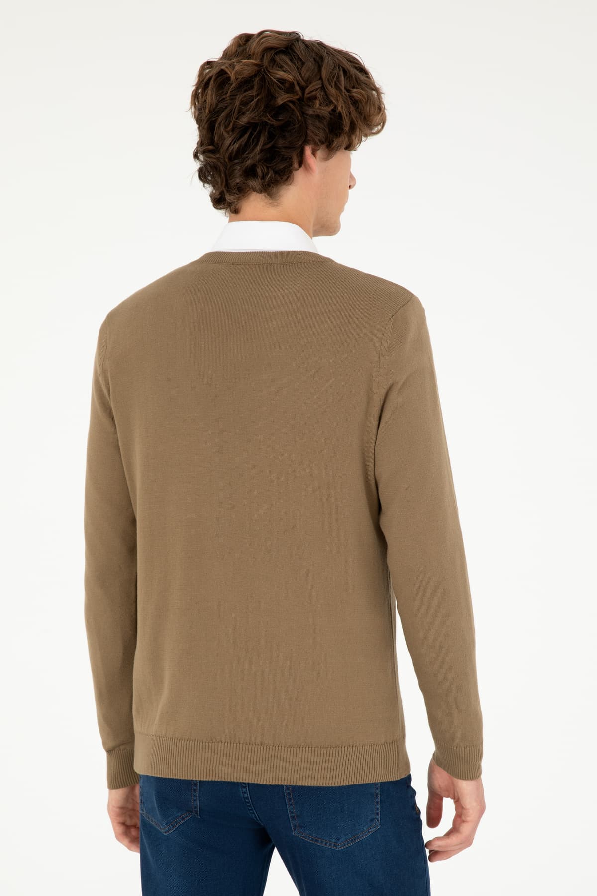 پلیور مردانه U.S. Polo Assn. ساده یقه هفت فیت اسلیم خاکی مدل 50293512-VR027 پلیور مردانه U.S. Polo Assn. ساده یقه هفت فیت اسلیم خاکی مدل 50293512-VR027