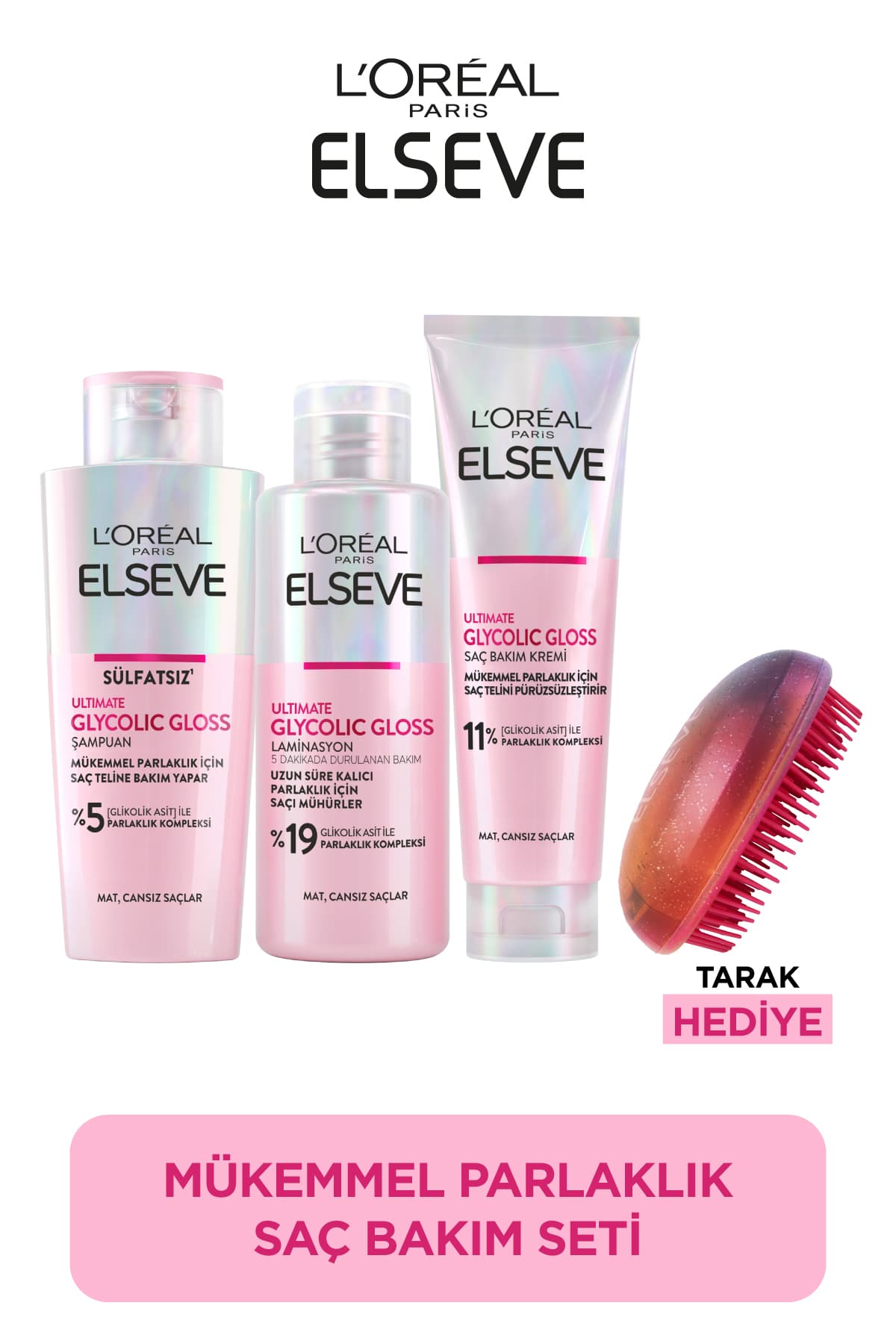 ست مراقبت مو Elseve Glycolic Gloss شامپو، نرمکننده و لمینیشن ست مراقبت مو Elseve Glycolic Gloss شامپو، نرمکننده و لمینیشن