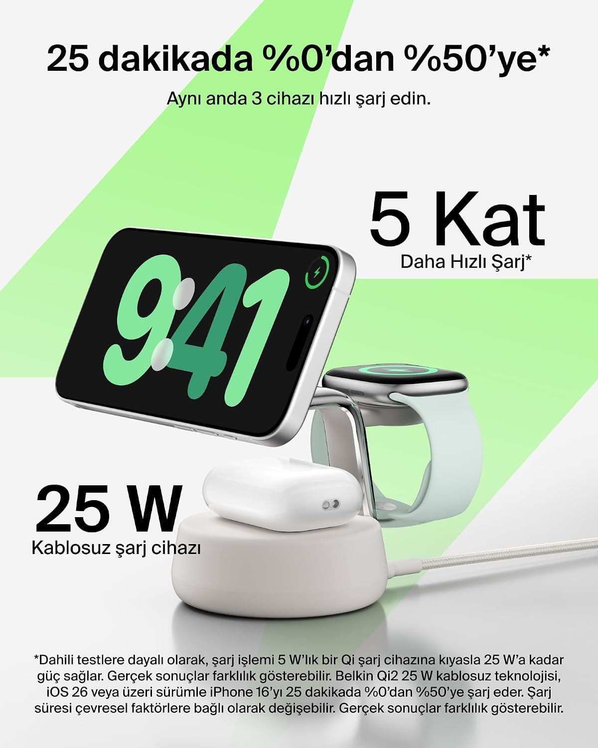 پایه شارژ بیسیم 3 در 1 Belkin سازگار با MagSafe و Qi2، 25W، مدل UltraCharge Pro، رنگ شنی پایه شارژ بیسیم 3 در 1 Belkin سازگار با MagSafe و Qi2، 25W، مدل UltraCharge Pro، رنگ شنی