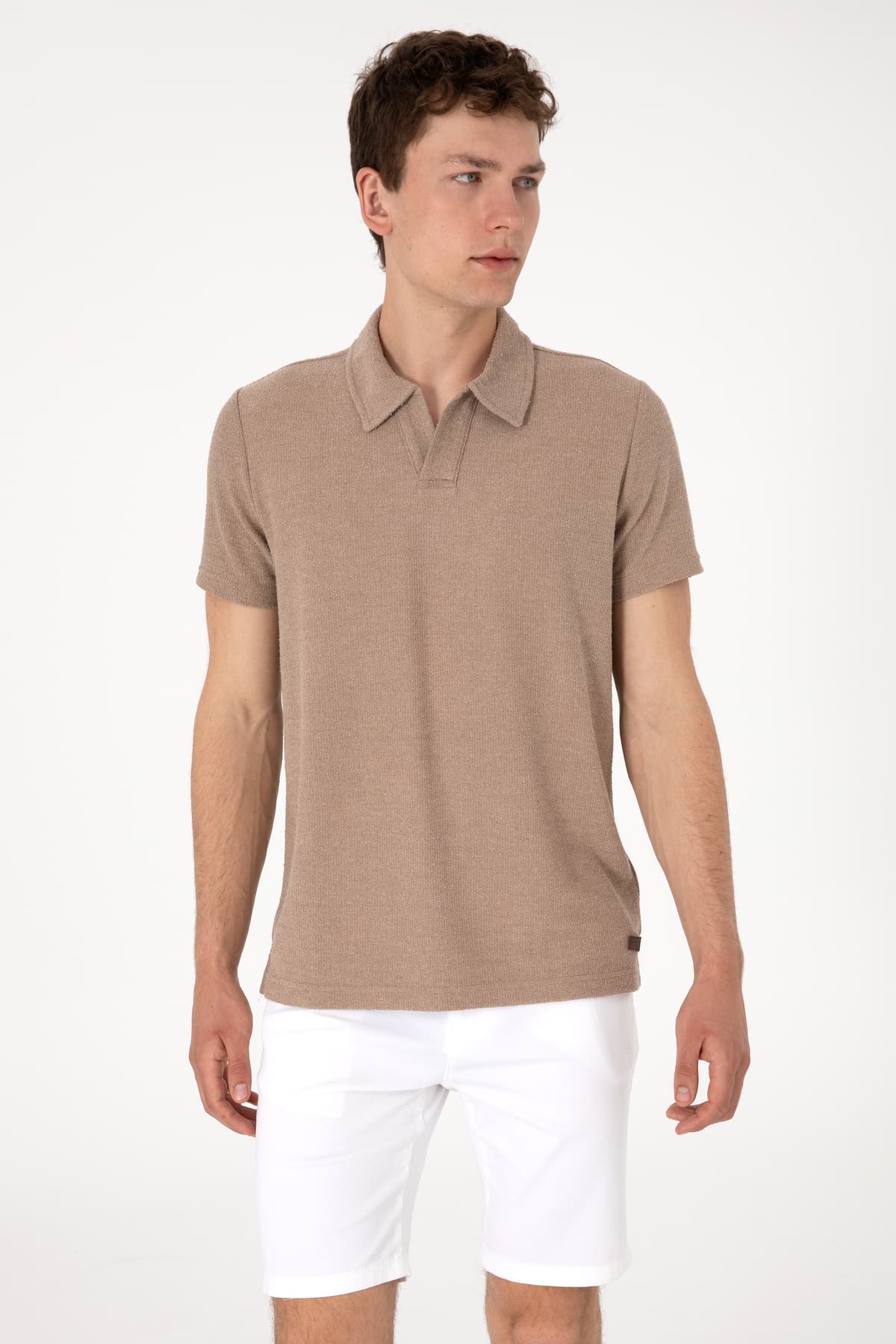 تیشرت مردانه U.S. Polo Assn. فیت معمولی شتری بافتدار مدل 50303227-VR015 تیشرت مردانه U.S. Polo Assn. فیت معمولی شتری بافتدار مدل 50303227-VR015