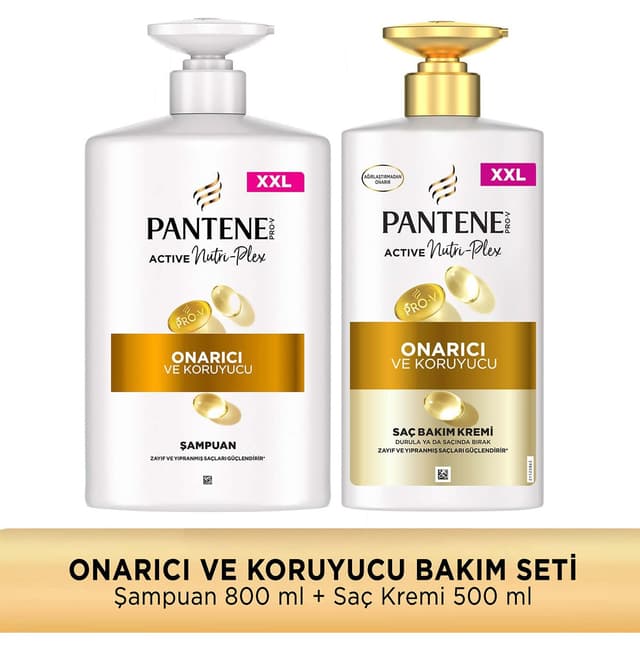 شامپو و نرمکننده مو Pantene ترمیمکننده و محافظ مدل 800ml + 500ml شامپو و نرمکننده مو Pantene ترمیمکننده و محافظ مدل 800ml + 500ml