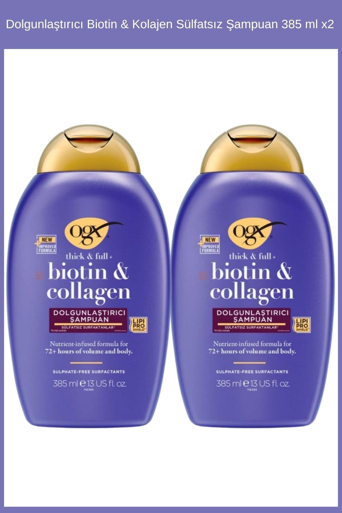 شامپو زنانه OGX بیوتین و کلاژن حجمدهنده بدون سولفات 385 ml x2 شامپو زنانه OGX بیوتین و کلاژن حجمدهنده بدون سولفات 385 ml x2