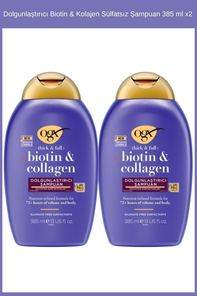 شامپو زنانه OGX بیوتین و کلاژن حجمدهنده بدون سولفات 385 ml x2 شامپو زنانه OGX بیوتین و کلاژن حجمدهنده بدون سولفات 385 ml x2