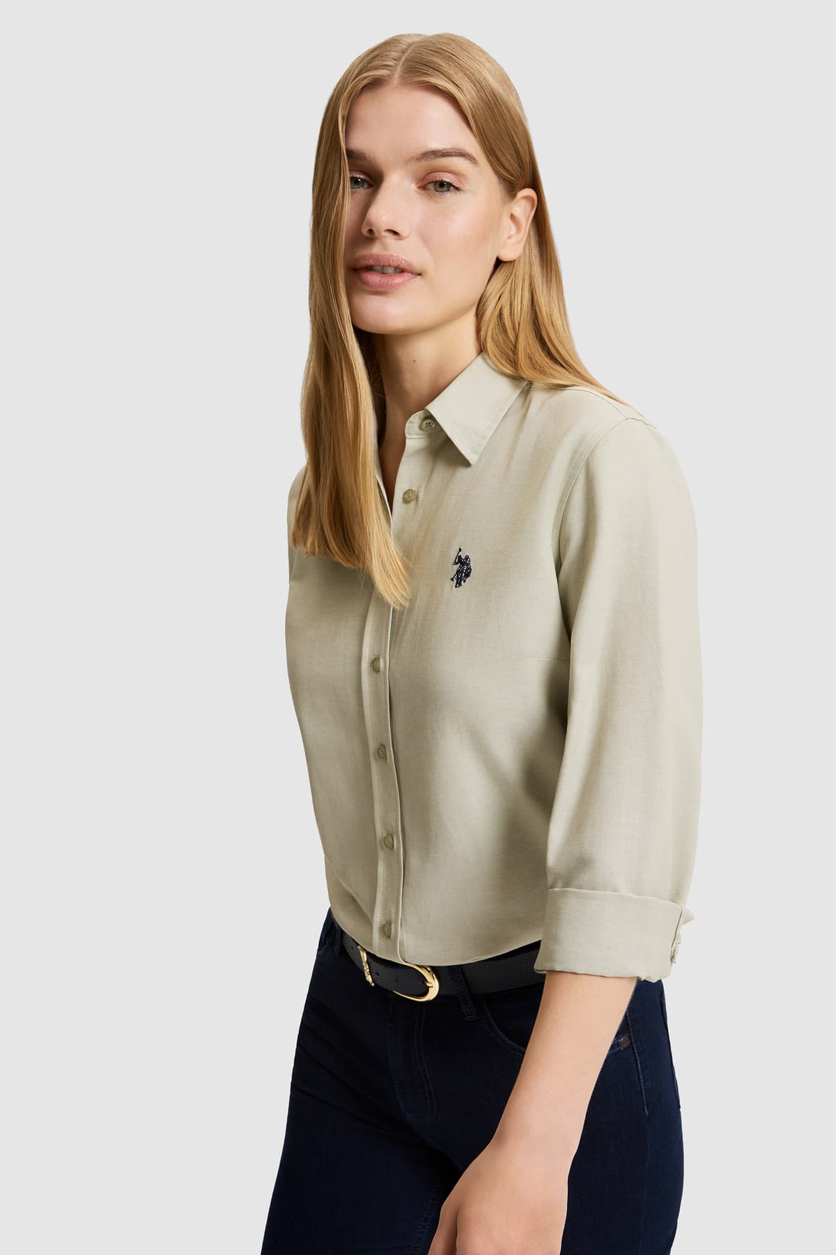 پیراهن زنانه U.S. Polo Assn. خاکی روشن آستینبلند ساده مدل 50324791-VR183 پیراهن زنانه U.S. Polo Assn. خاکی روشن آستینبلند ساده مدل 50324791-VR183