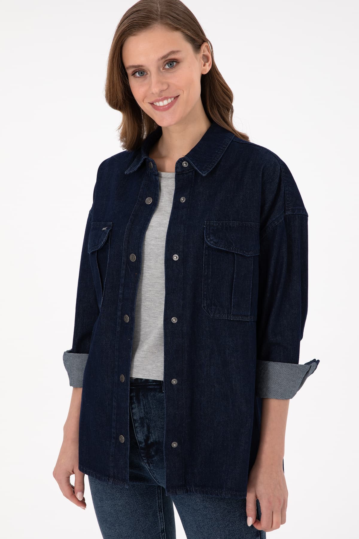 پیراهن جین زنانه U.S. Polo Assn. آبی مدل 50291123-DN0022 پیراهن جین زنانه U.S. Polo Assn. آبی مدل 50291123-DN0022