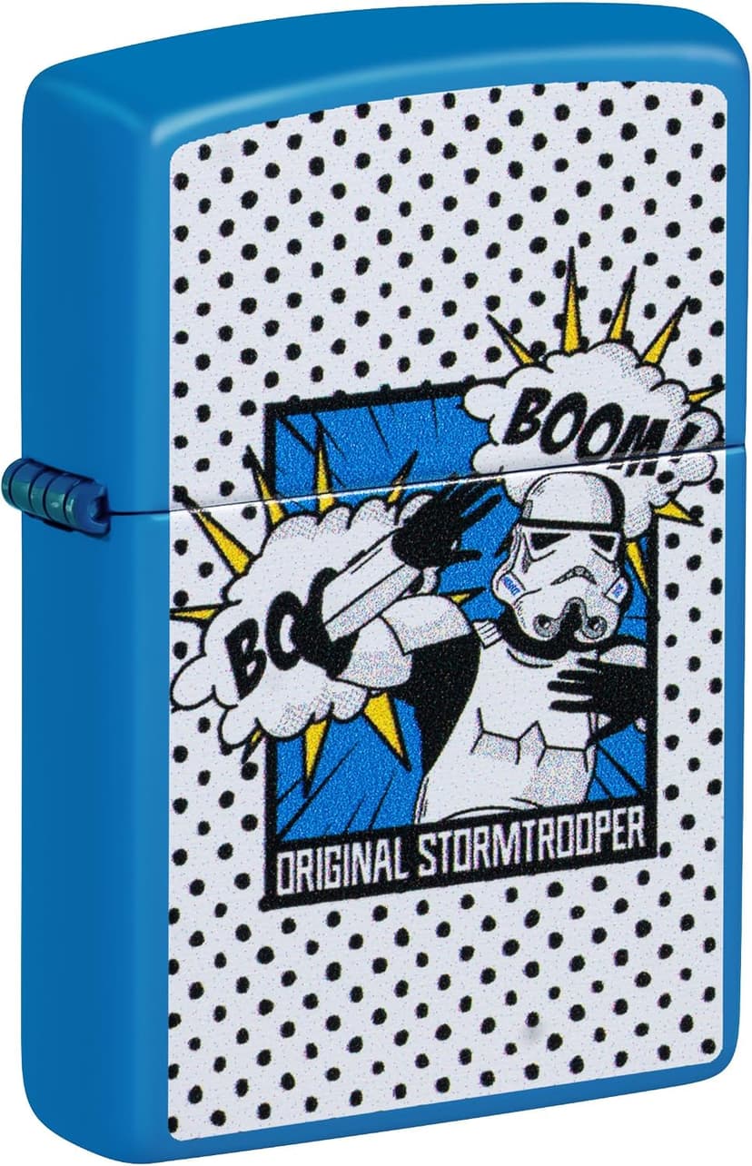 فندک Zippo بادگیر طرح Stormtrooper Boom رنگ آبی آسمانی مات فندک Zippo بادگیر طرح Stormtrooper Boom رنگ آبی آسمانی مات