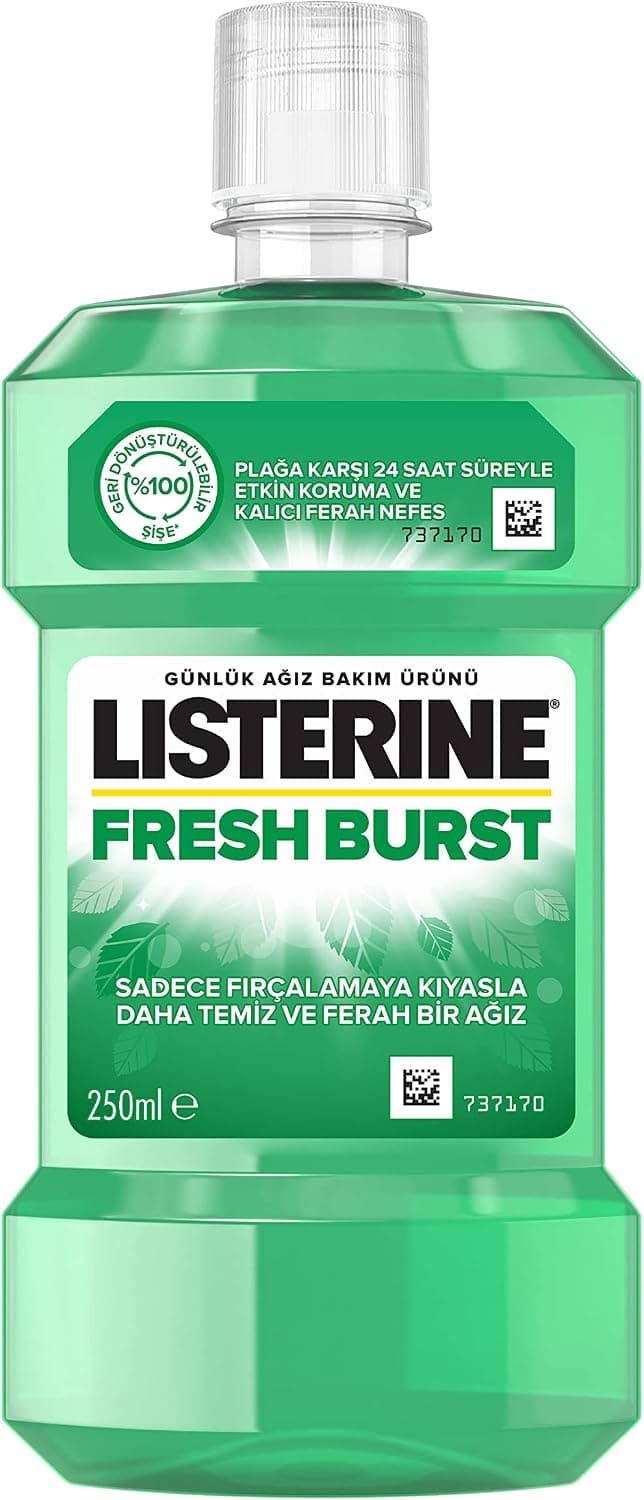 محصول مراقبت از دهان Listerine Fresh Burst با فرمول ضدباکتری مقابلهکننده با تشکیل پلاک 250ml محصول مراقبت از دهان Listerine Fresh Burst با فرمول ضدباکتری مقابلهکننده با تشکیل پلاک 250ml
